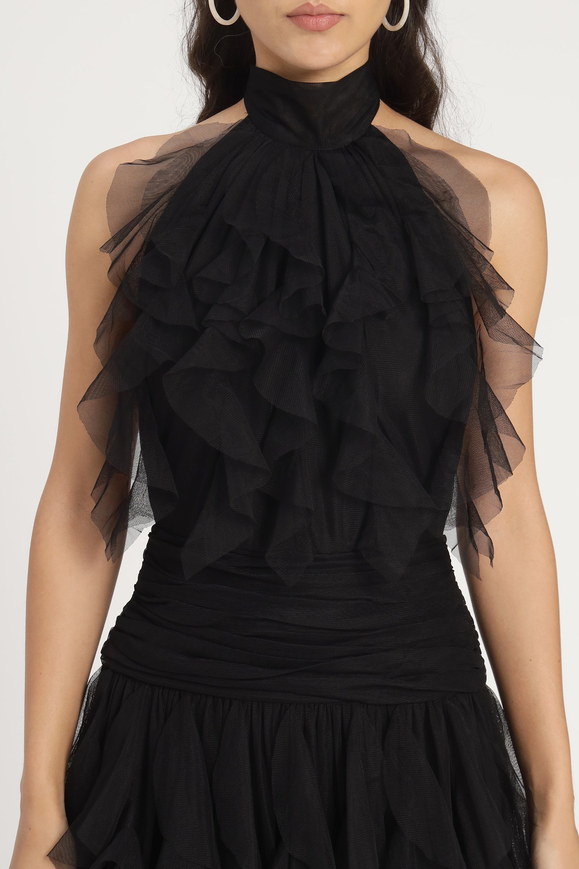Tabitha Maxi Ruffle Dress in Black - Elegant Long Flowy Dress for Women | Perfect for Weddings, Parties & Special Occasions