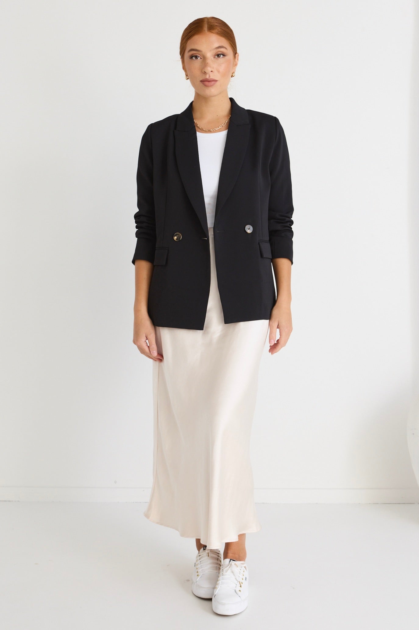 Stylish Cooper Black Crepe Boyfriend Blazer - Semi Fitted Women's Jacket for Office, Dating & Casual Wear