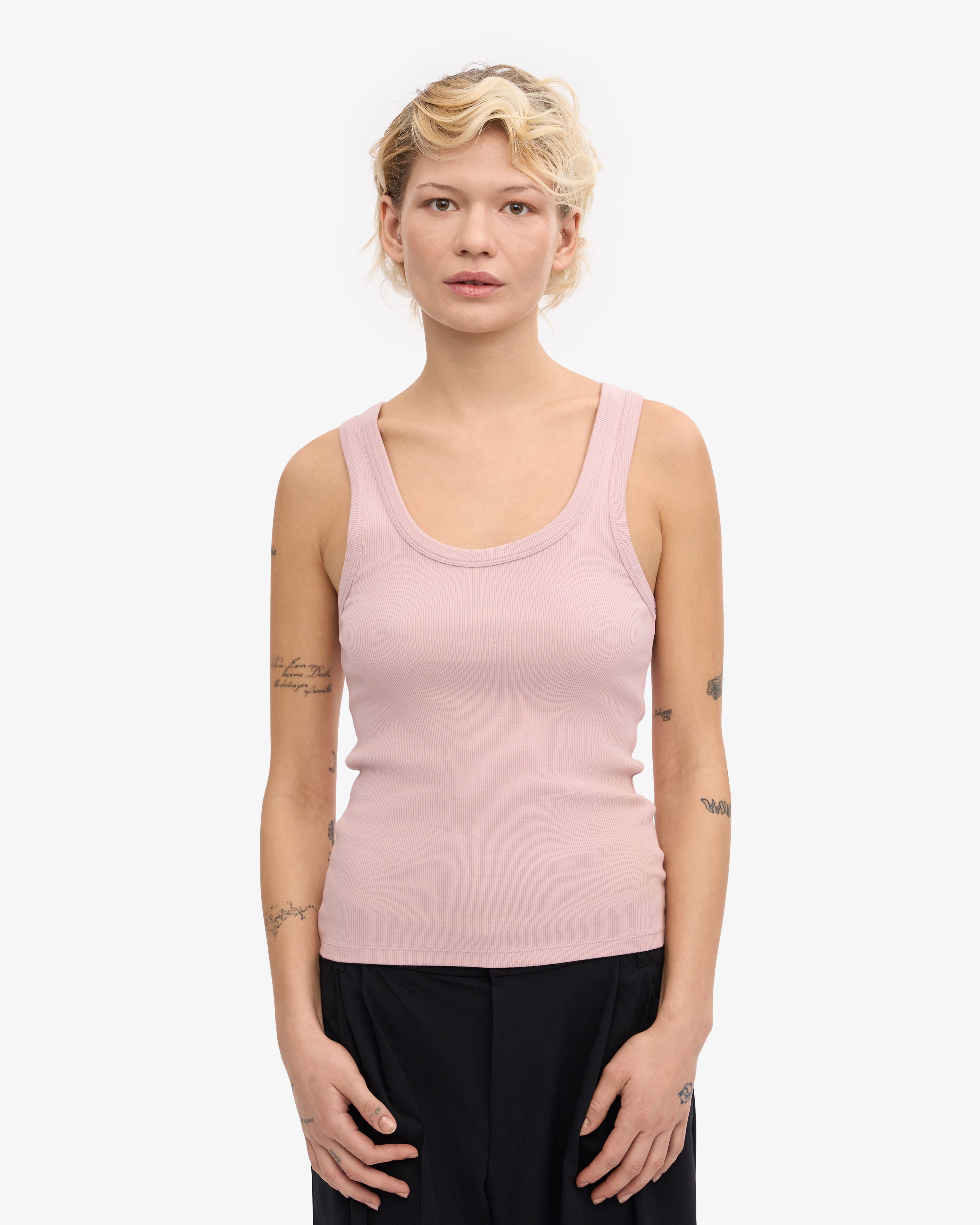 Organic Cotton Ribbed Tank Top for Women - Faded Pink | Soft & Breathable Summer Casual Wear
