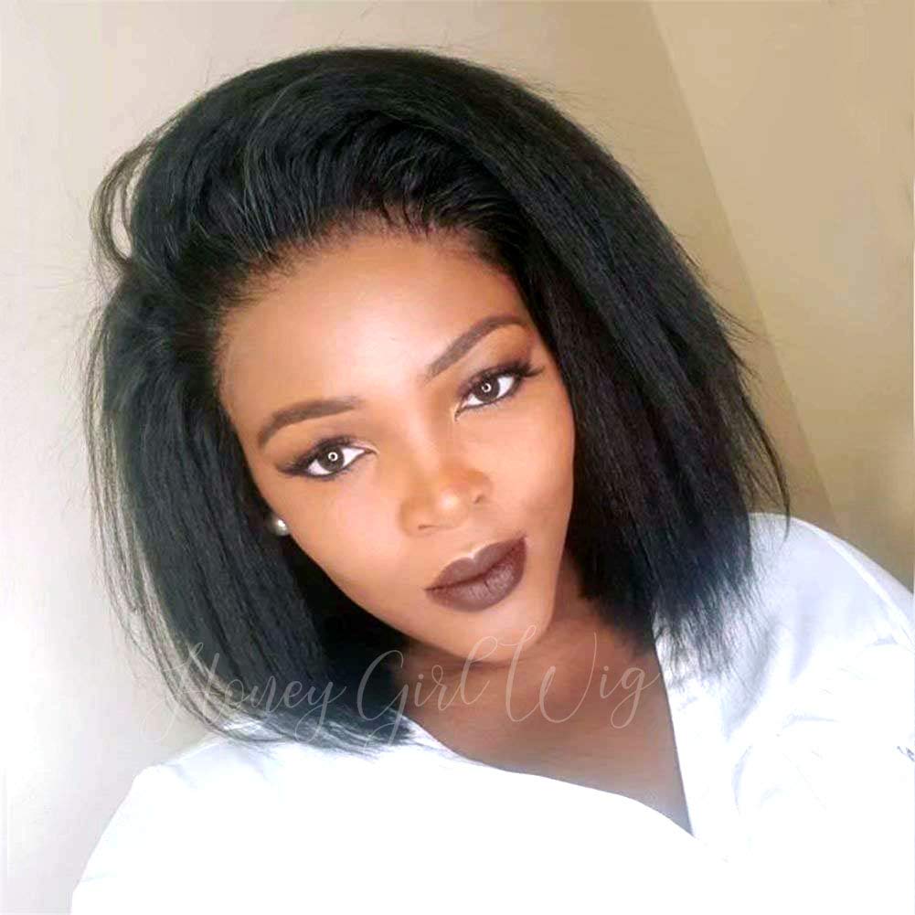 9A Grade 360 Lace Frontal Wig - 150% Density Pre Plucked Kinky Straight Human Hair Wig with Baby Hair | 14