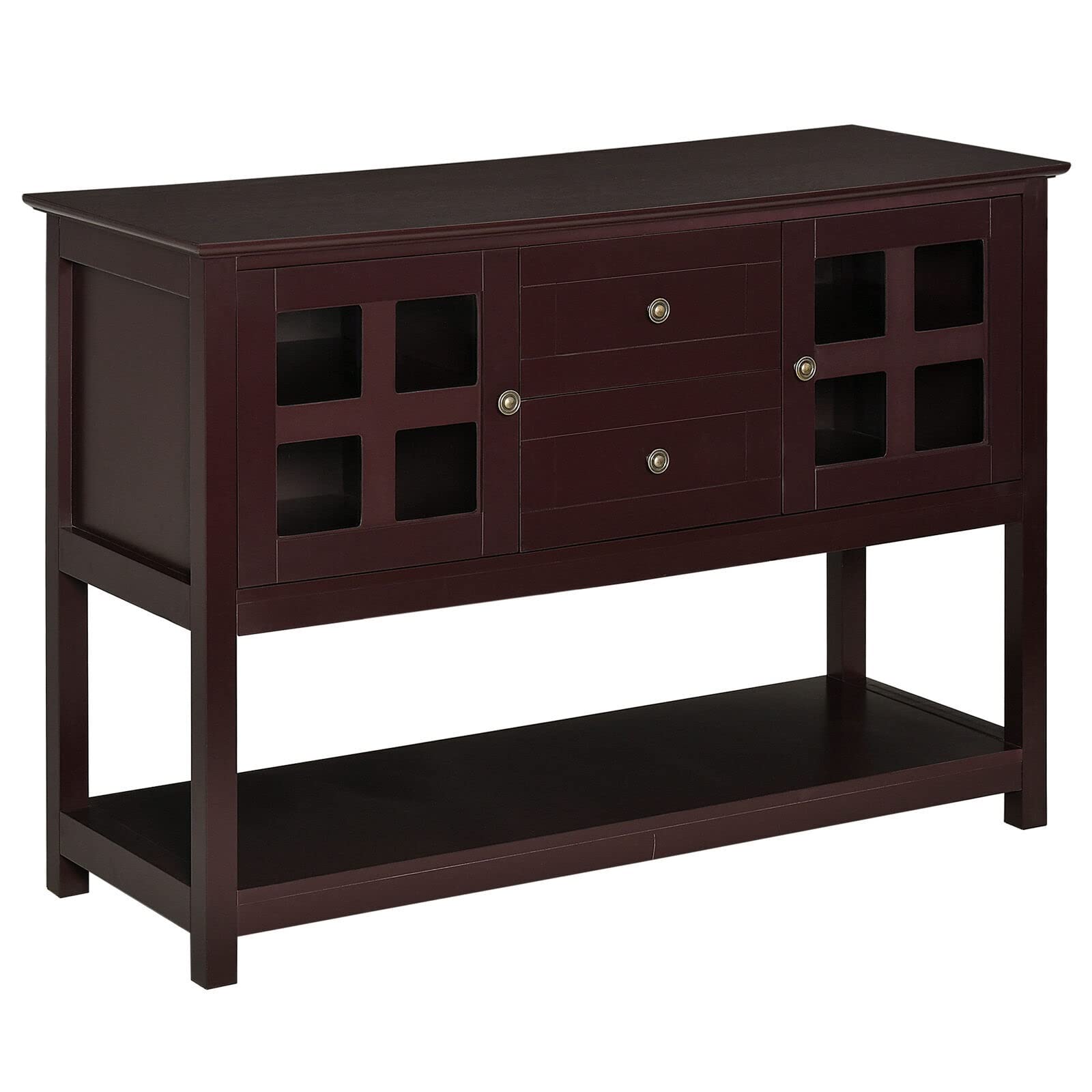 Modern Kitchen Buffet Cabinet with Adjustable Shelves - Espresso Finish | Sideboard Storage for Dining Room, Living Room & Entryway Organization