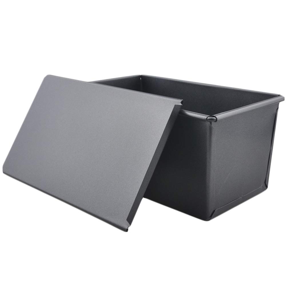Non-Stick Stainless Steel Loaf Pan with Slip Cover - 750g Black Bread Baking Mold for Homemade Toast, Sandwich & Cake - Perfect for Kitchen, Bakery & Gift Giving