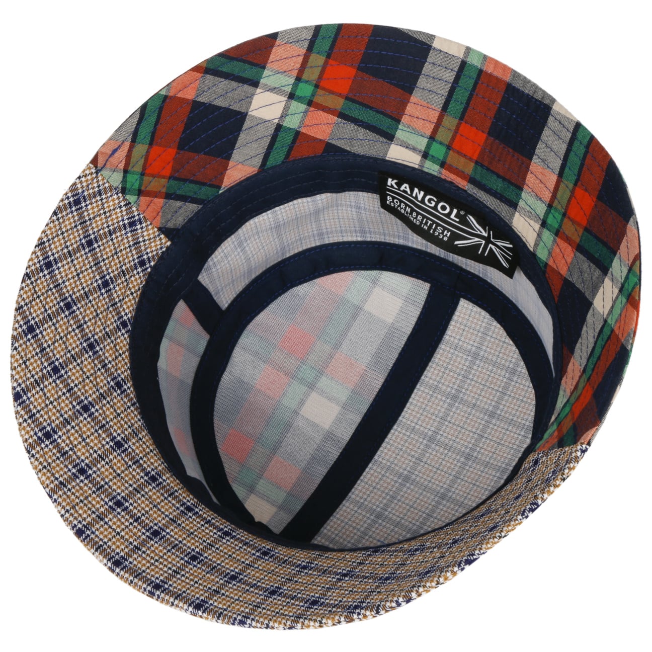 Kangol Plaid Mashup Bucket Fishing Hat for Men & Women - UV Protection Outdoor Sun Hat for Fishing, Hiking, Camping & Beach Activities
