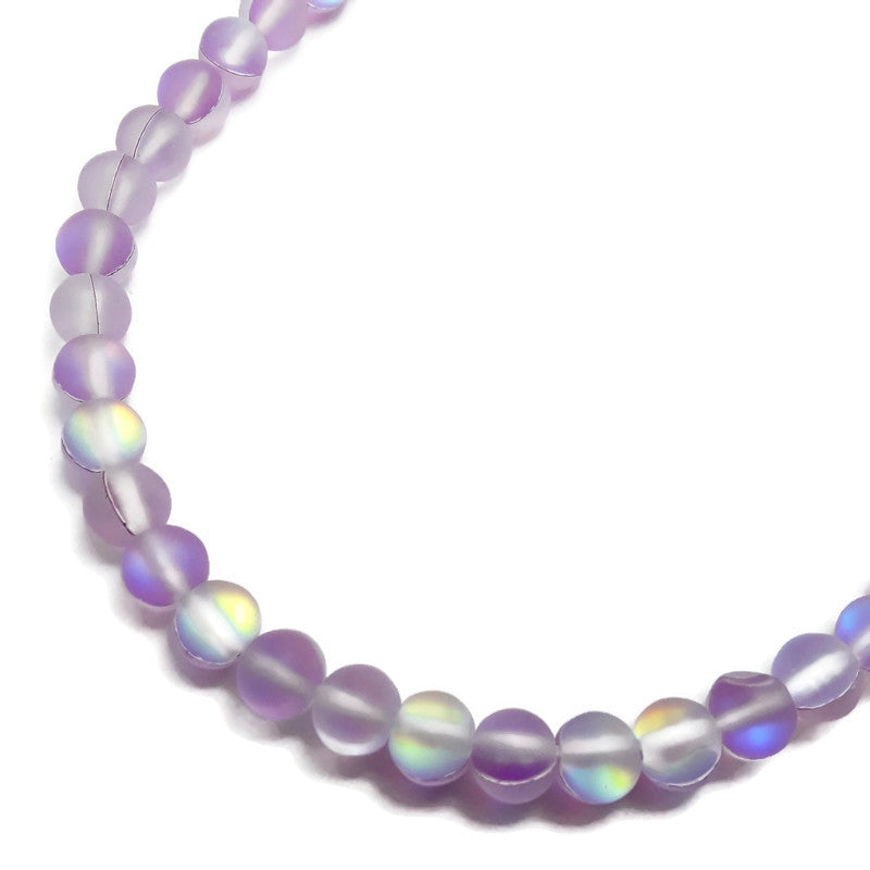 Frosted Mystic Aura Glass Beads - 7mm & 8mm Sizes in Gray, White, Blue, Yellow, Pink, Purple - 13 Strand Pack for Jewelry Making, DIY Crafts, and Home Decor