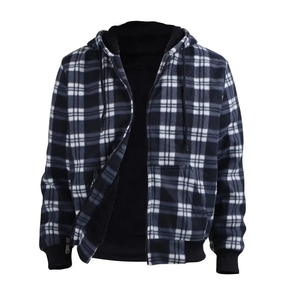 Men's Plaid Sherpa Lined Sweatshirt - Warm Flannel Shirt Jacket for Winter, Cozy Fleece-Lined Pullover for Outdoor Activities & Casual Wear