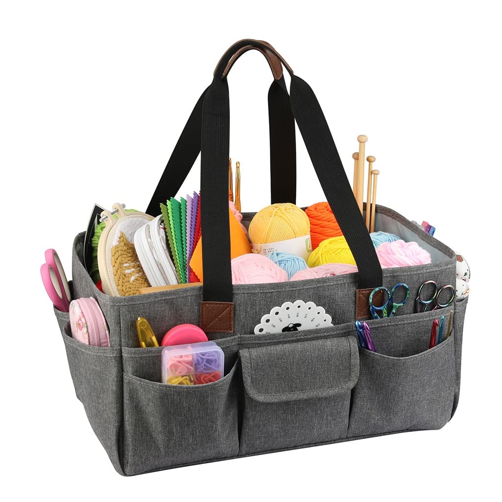 Large Capacity Portable Sewing Machine Bag - Travel & Home Organizer for Thread, Yarn & Sewing Accessories (Gray) | Perfect for Crafters, Quilters & DIY Projects