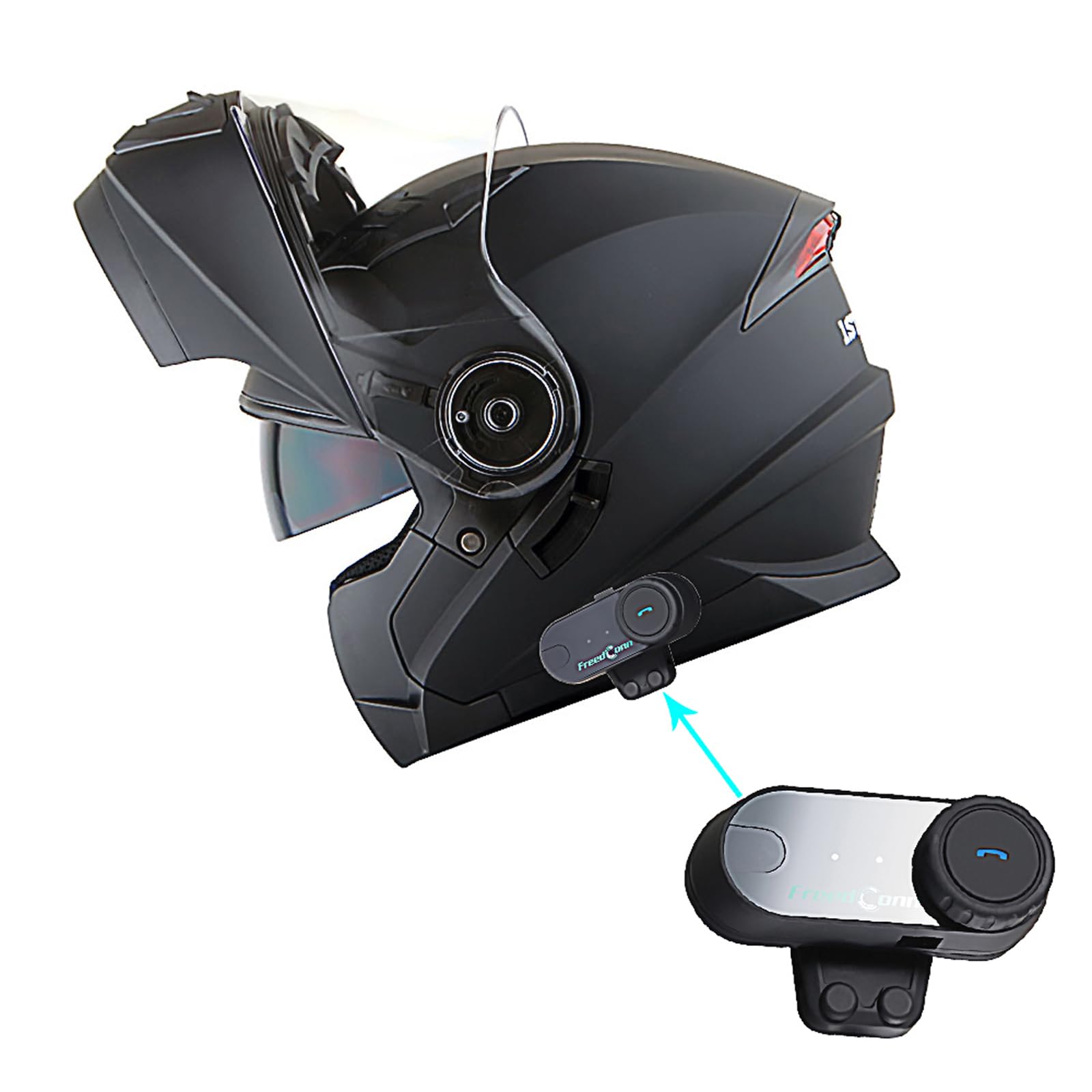 1Storm Modular Full Face Motorcycle Helmet with Dual Visor Sun Shield & LED Tail Light - Bluetooth Compatible (Matte Black) - Ideal for Commuting, Touring & Adventure Riding