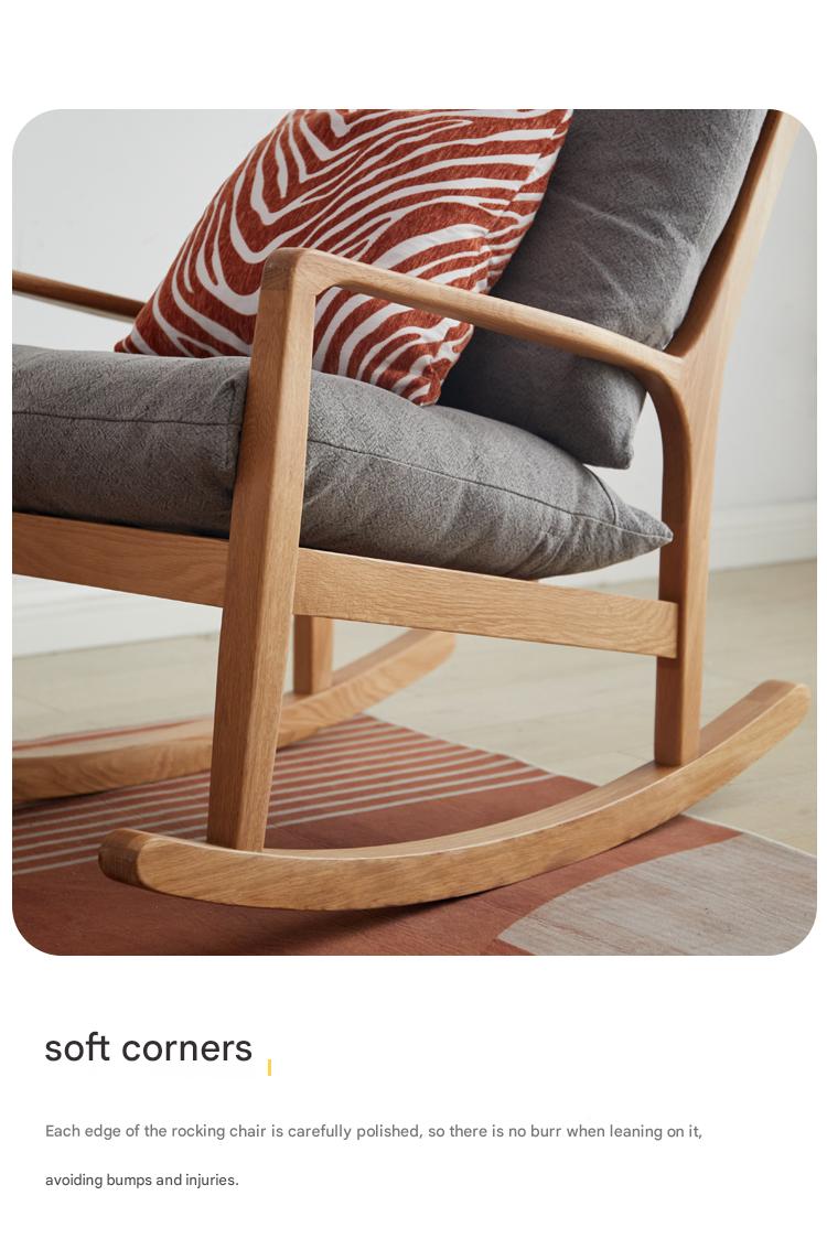Solid Oak Wood Single Lazy Rocking Chair - Comfortable Recliner for Living Room, Bedroom, or Nursery - Perfect for Relaxing, Reading, and Napping