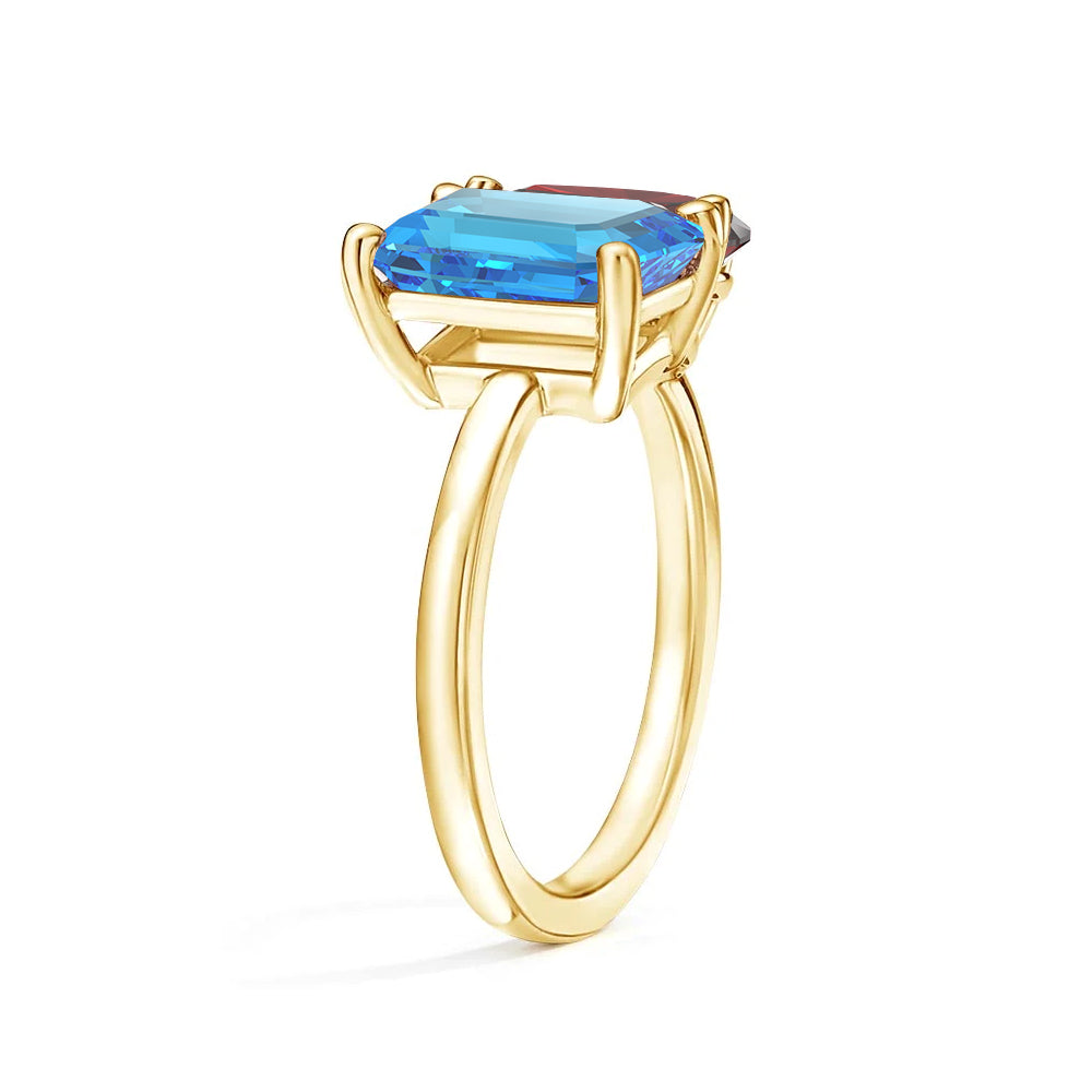 Personalized Toi et Moi Blue Topaz Birthstone Ring for Women - Custom Anniversary Jewelry Gift for Her - Perfect for Valentine's Day, Engagement & Romantic Occasions