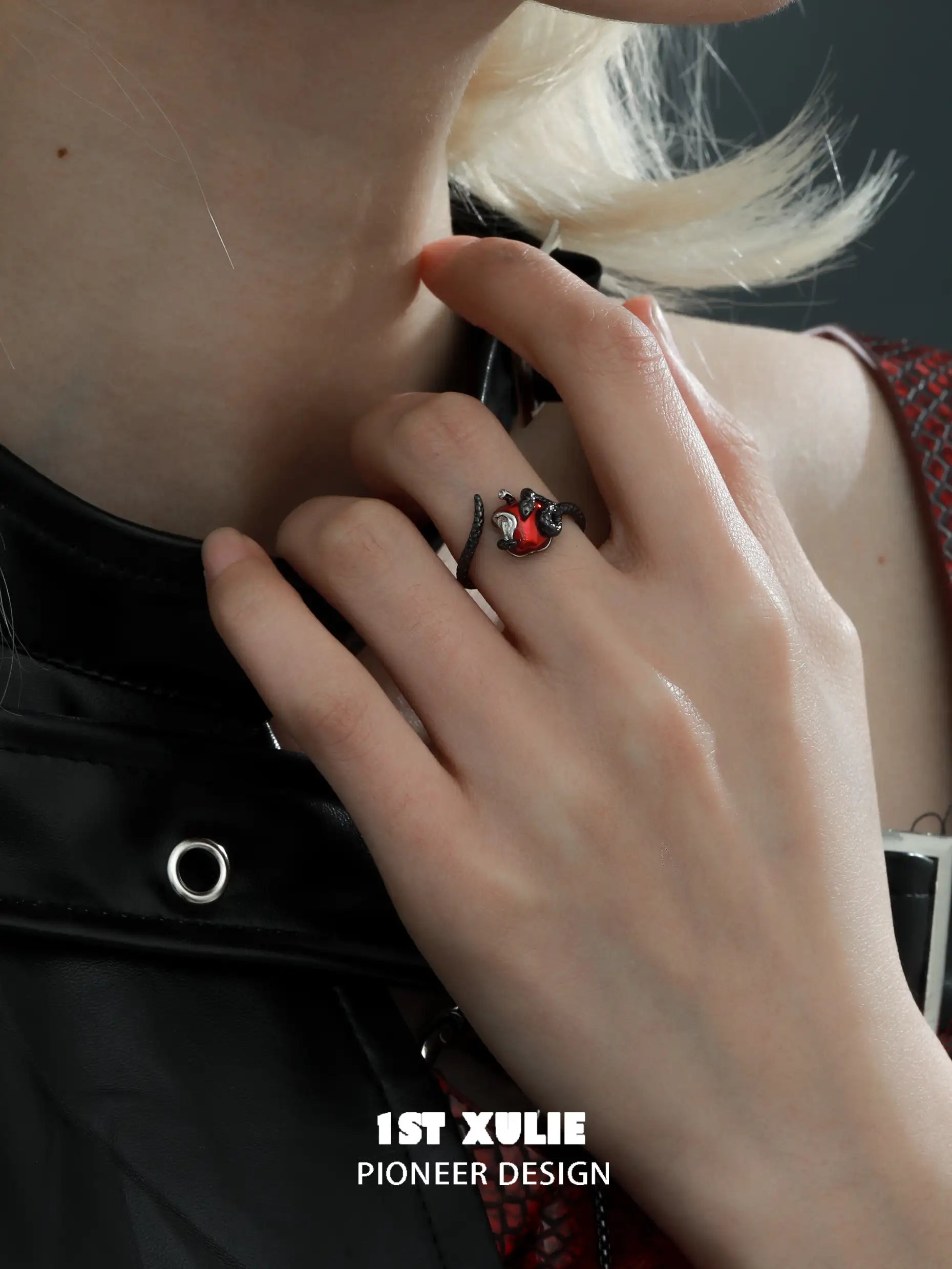 Forbidden Love Viper's Apple S925 Sterling Silver Open End Ring™ - Elegant Gothic Jewelry for Women, Unique Statement Piece for Parties, Weddings & Everyday Wear