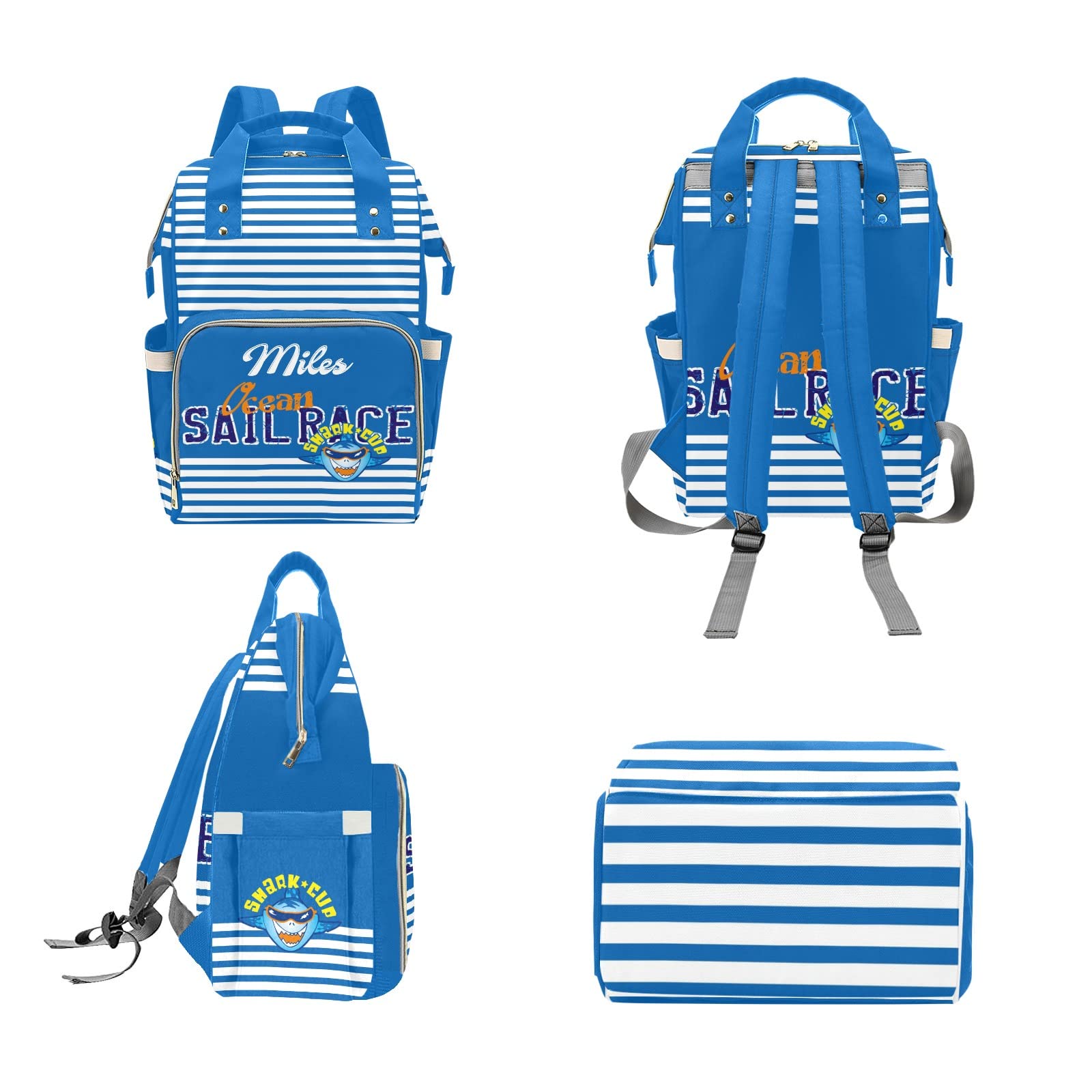 Custom Diaper Bag Backpack & Tote - Personalized Shark Race Design - Perfect Baby Shower Gift for New Moms - Ideal for Travel, Daycare & Family Outings