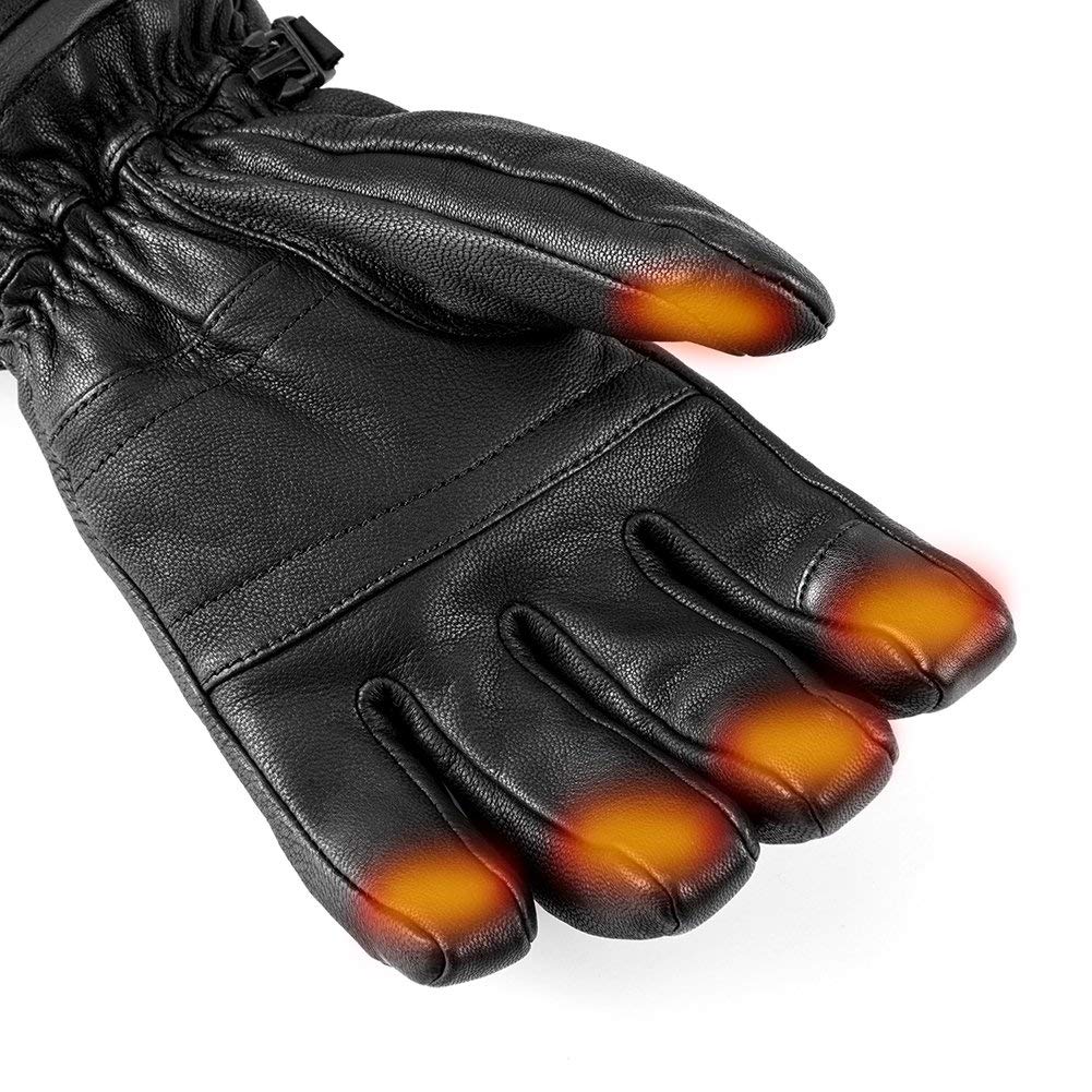 SAVIOR HEAT Rechargeable Electric Heated Gloves for Men & Women - Premium Leather Winter Gloves for Skiing, Snowboarding & Cold Weather Outdoor Activities