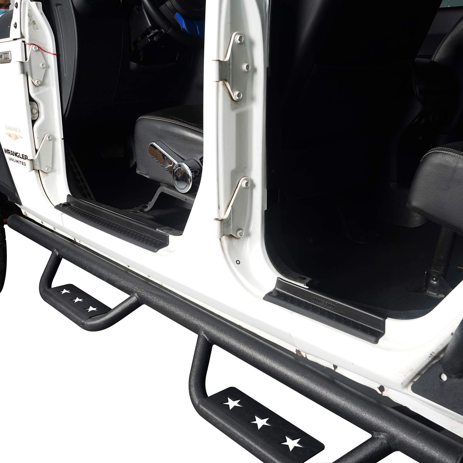 Hooke Road Wrangler JK Door Sill Entry Guard Black Thresholds Kit - Compatible with Jeep JK Wrangler Unlimited 4-Door 2007-2018 Models - Durable Protection Against Scratches & Dents for Off-Road Adventures & Daily Driving