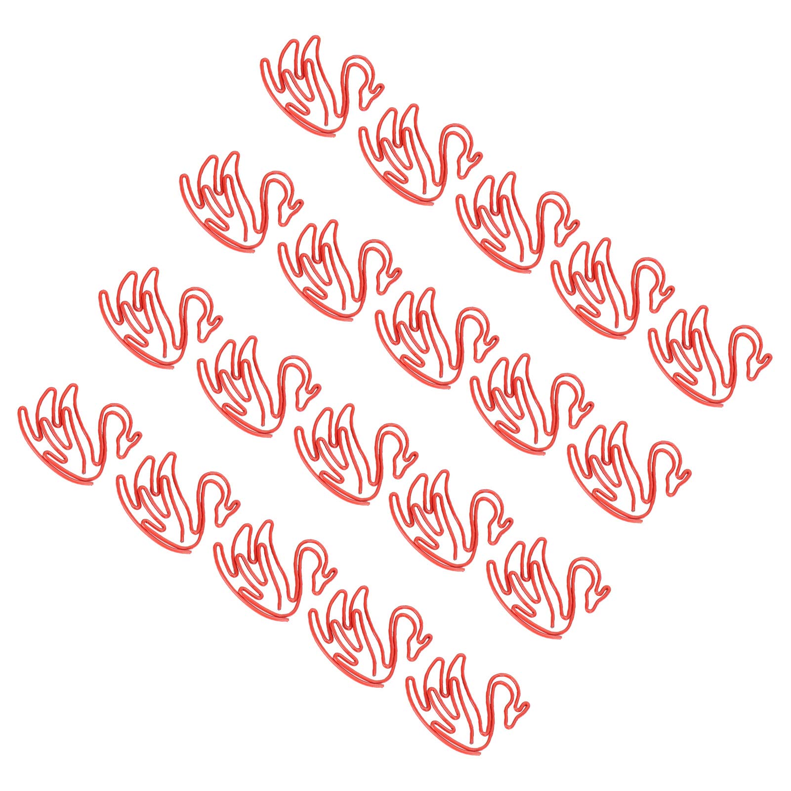 20Pcs Small Swan Shaped Paper Clips - Colorful Office & School Supplies for Document Organizing, Perfect for Notebooks, Planners, and Craft Projects (Red)