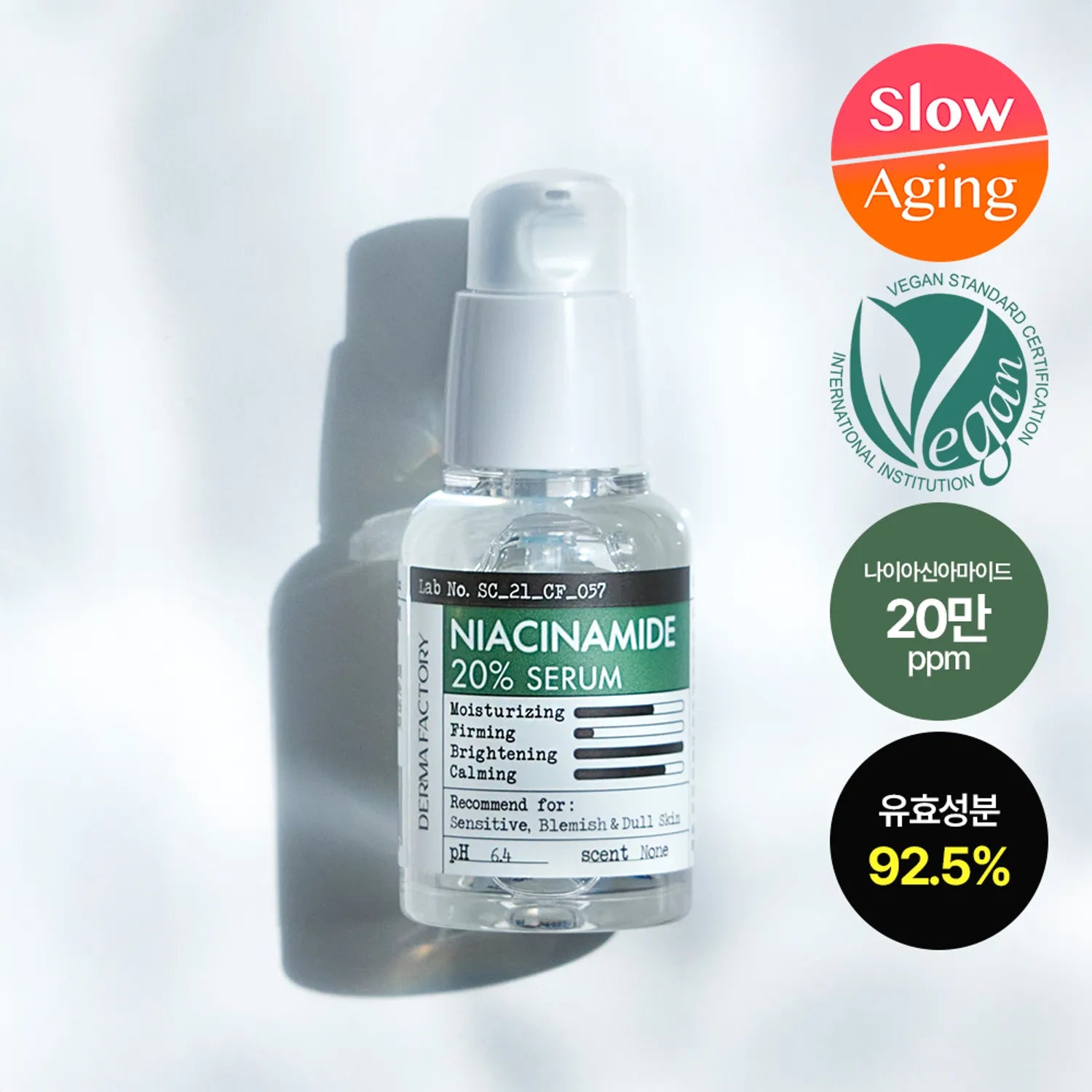 DERMA FACTORY Niacinamide 20% Vitamin B3 Serum 30ml - Brightening & Hydrating Facial Treatment for Dark Spots & Acne Scars - Perfect for Night Skincare Routine & Daily Glow Boost