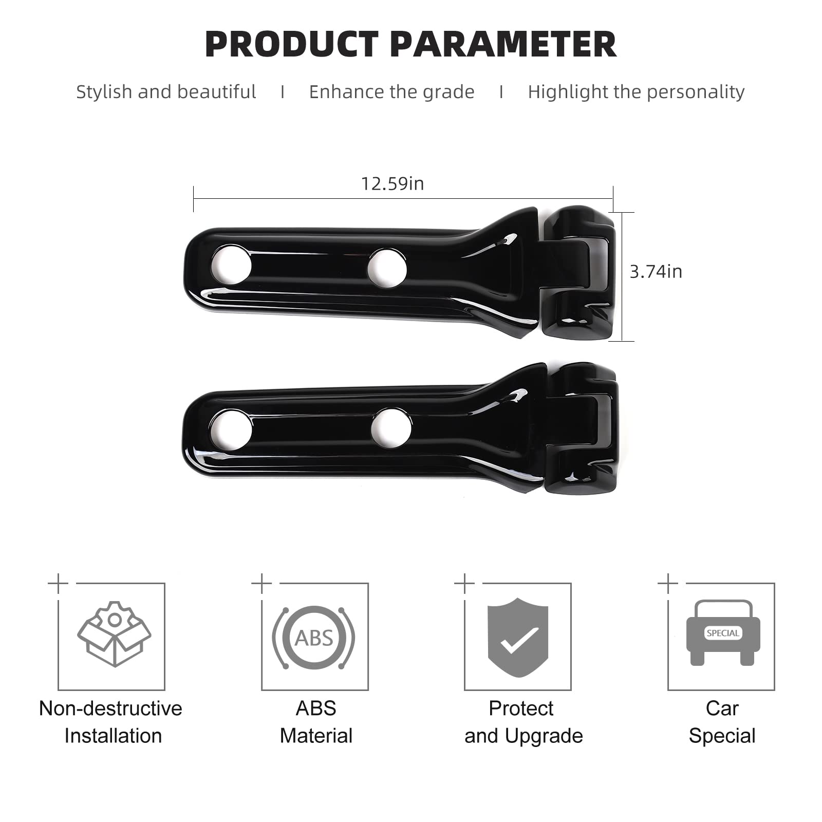 CheroCar Jeep JL Tailgate Hinge Cover & Spare Tire Bracket - Durable Exterior Accessories for Jeep Wrangler JL/JLU (2018-2022) - Fits Sport, Sahara, Rubicon Models - Black - Perfect for Off-Roading & Daily Driving Protection