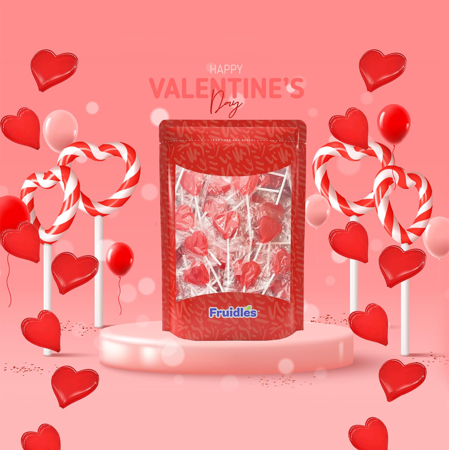 Valentine's Heart Lollipops Candy - Individually Wrapped Bulk 20lbs (12g Each) - Perfect for Valentine's Day Gifts, Party Favors & Sweet Treats