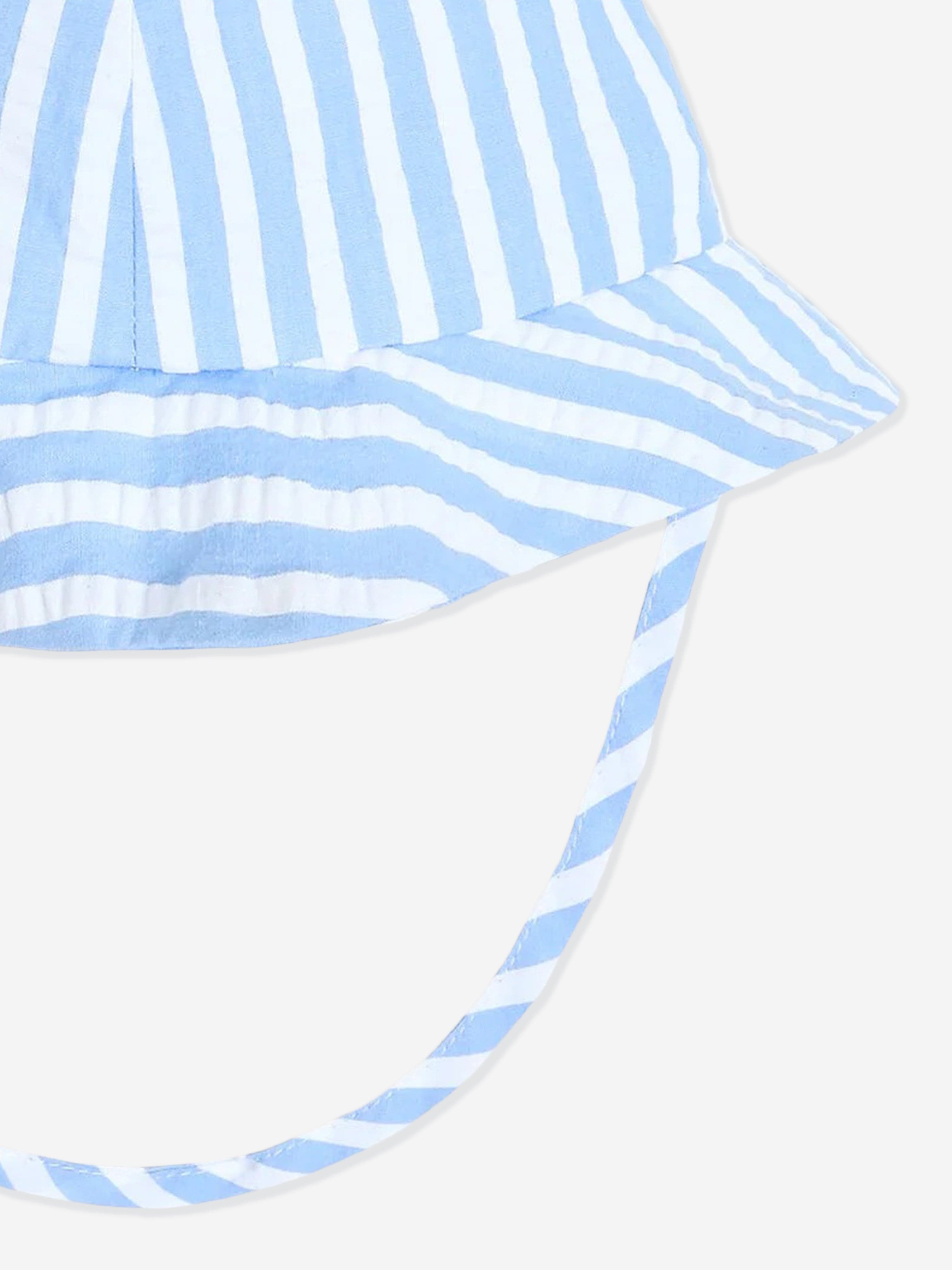 Blue Striped Seersucker Hat for Baby Boys - Perfect for Summer Outings & Photoshoots