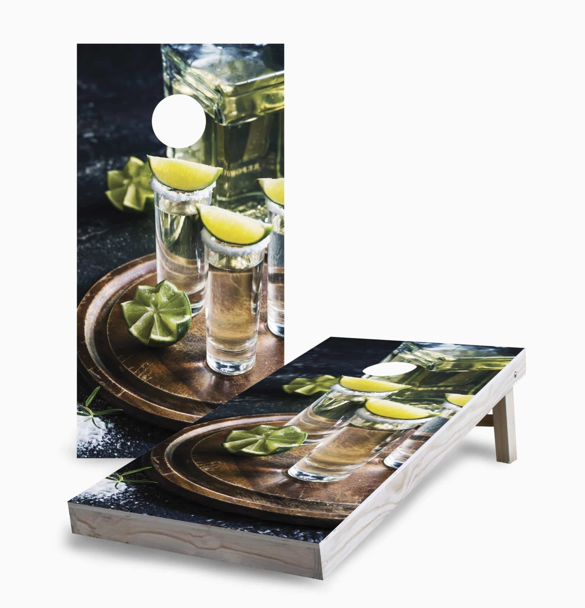 Premium Tequila Shot with Lime Corn Hole Board Game Set - 2 Boards, 8 Bags & Accessories - Perfect for Backyard Parties, Tailgates & Outdoor Fun