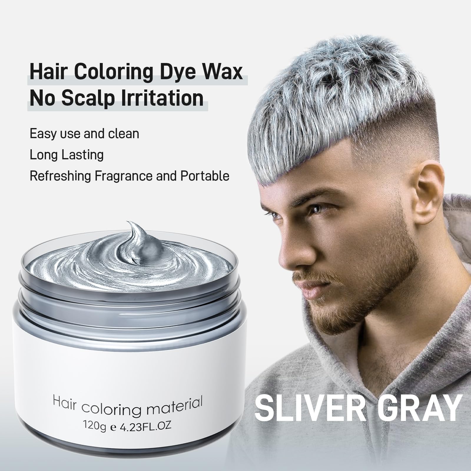 Silver Grey Temporary Hair Color Wax - Wash Out Hair Dye for Women, Men & Kids | Natural Looking Gray Hair Styling Wax for Costumes, Parties & Daily Use