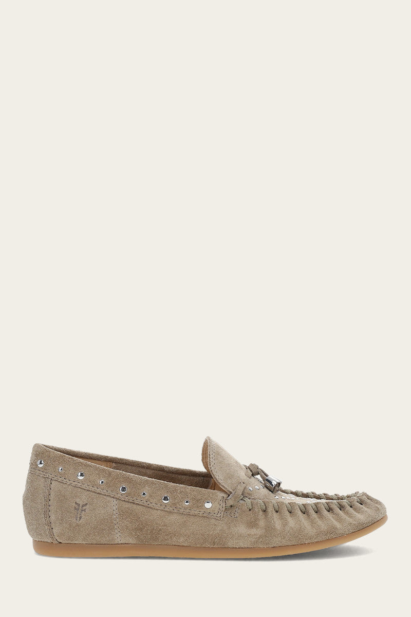 Naya Stud Moc Eucalyptus Leather Loafers - Comfortable Slip-On Shoes for Men & Women | Perfect for Casual Wear, Office & Outdoor Activities