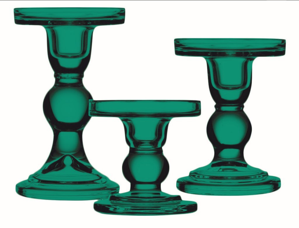 TableTop King Candle Holder Set - 3 Piece Bubble Emerald Green Pillar & Taper Candle Holders for Dining Table, Wedding Centerpiece, Home Decor