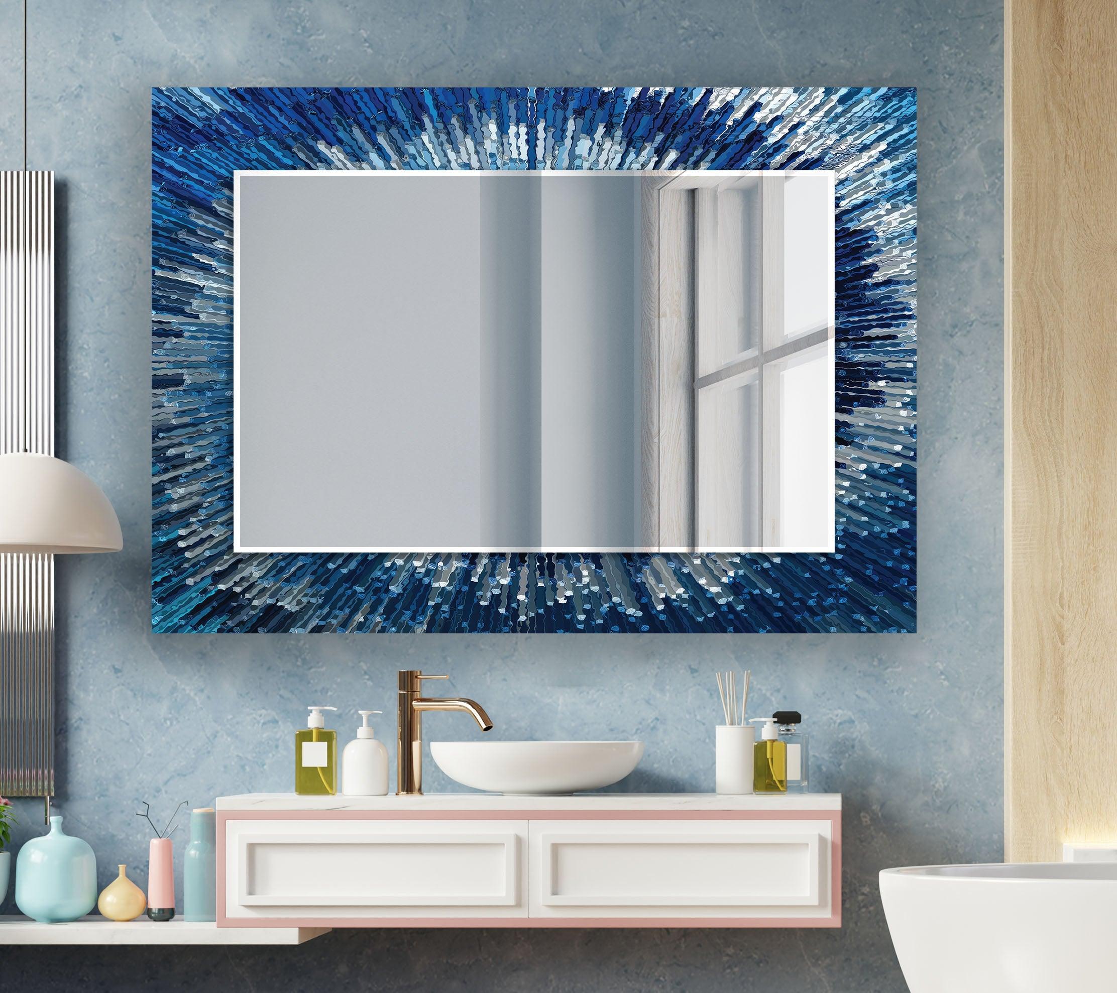 Blue Splash Wall Mirror - Decorative Bathroom & Bedroom Mirror - Shatterproof & Stylish Home Decor for Modern Living Spaces