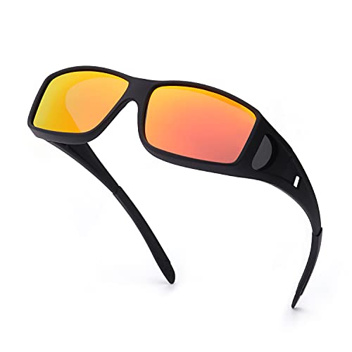A07 Matte Black Frame / Red Mirrored Polarized Lenses