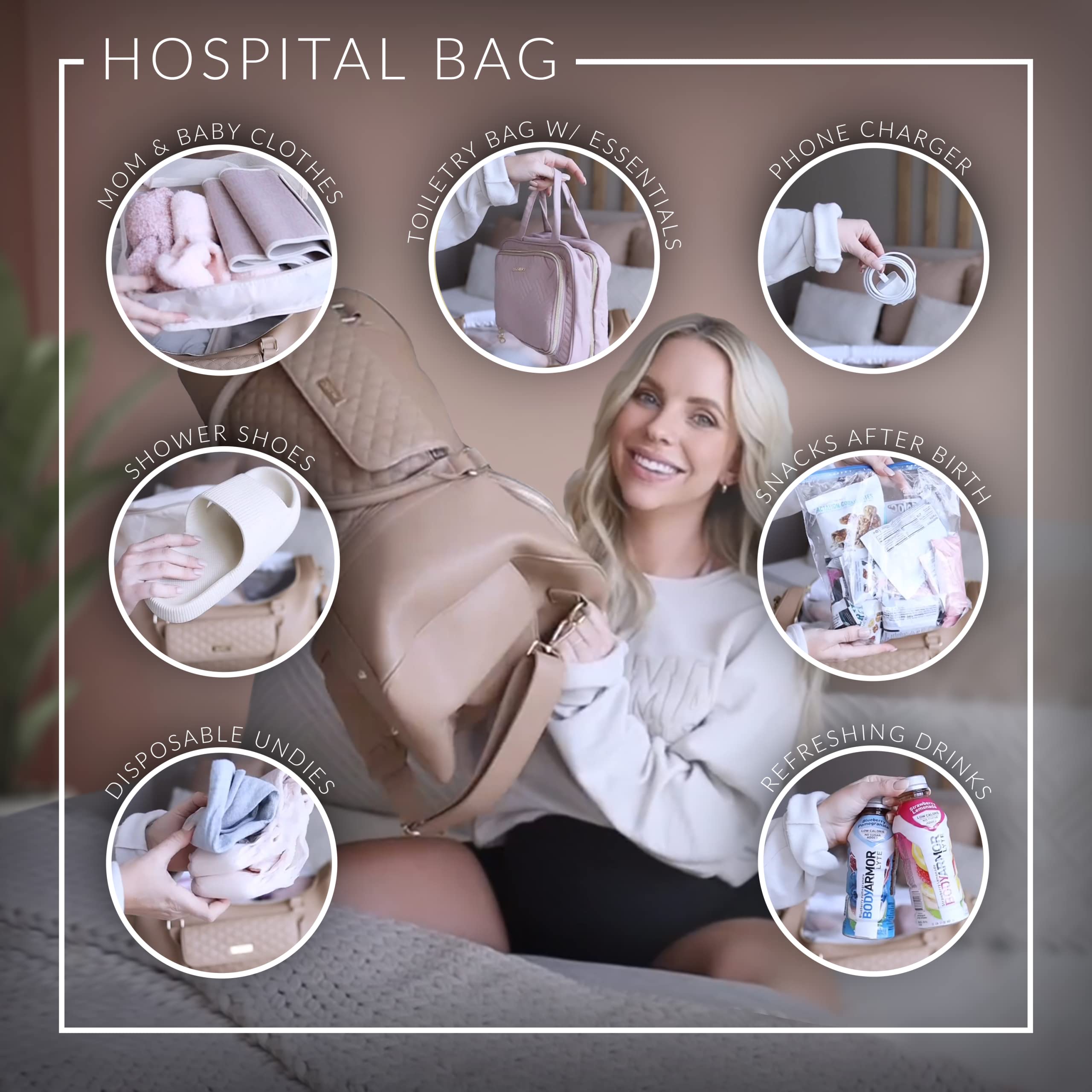 Luli Bebe Monaco Vegan Leather Weekender Bag for Women - Stylish Travel Duffel Carry On Luggage (Pearl White) - Perfect for Weekend Getaways, Business Trips & Airplane Travel