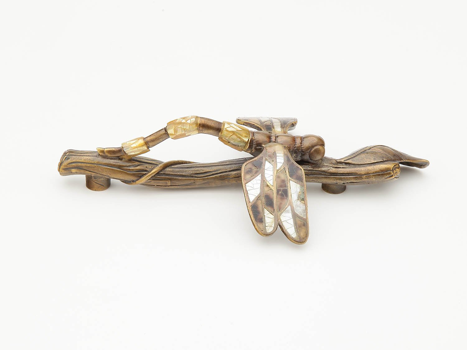 Schaub Nature Collection 3-1/8 Inch (79mm) Mother of Pearl Penshell Inlaid Dragonfly Twig Cabinet Pull - 892-MOP/ED - Elegant Drawer Handle for Kitchen Cabinets, Dressers & Furniture Hardware