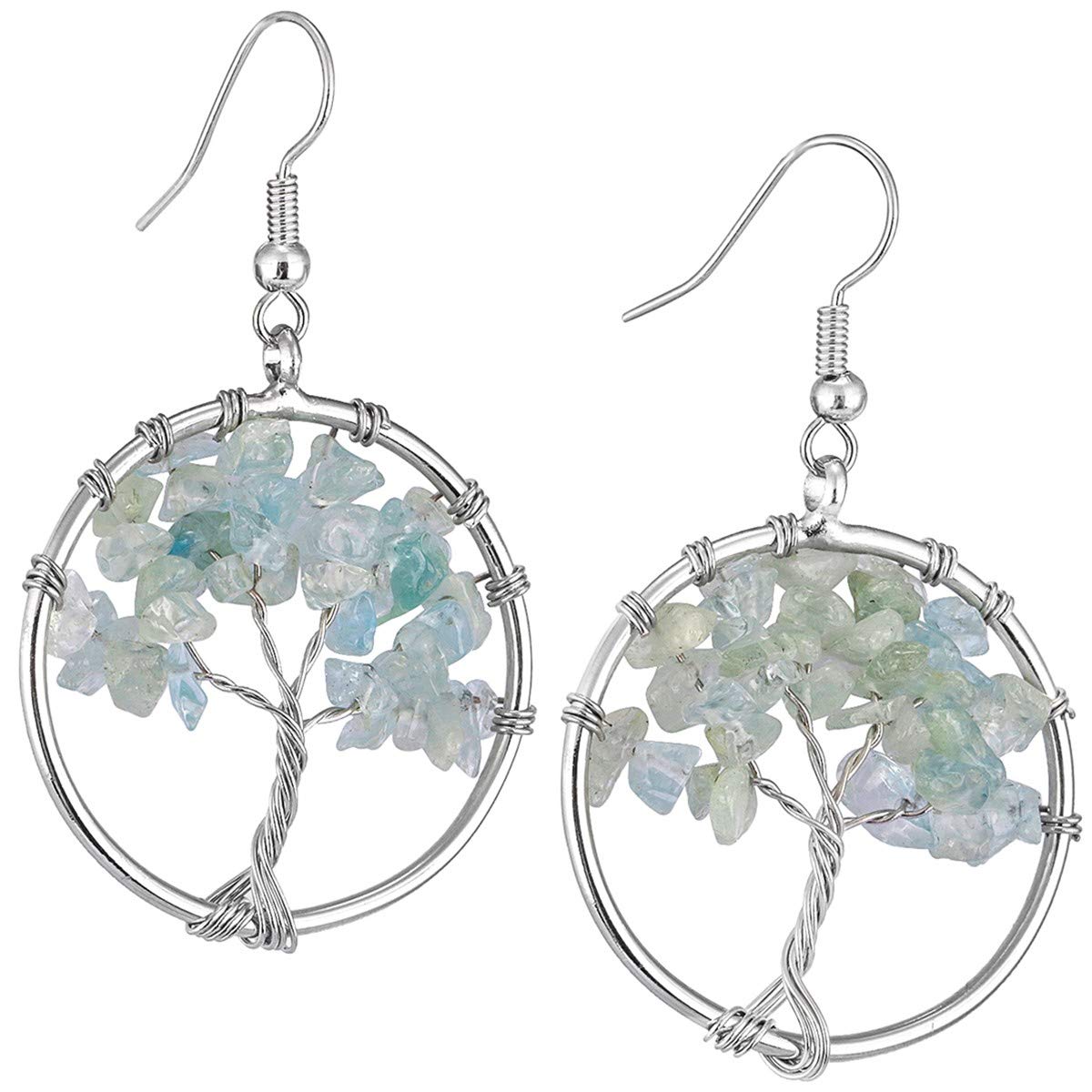 Nupuyai Crystal Dangle Earrings for Women - Elegant Tumbled Stone Hook Earrings | Perfect for Parties, Weddings & Everyday Wear
