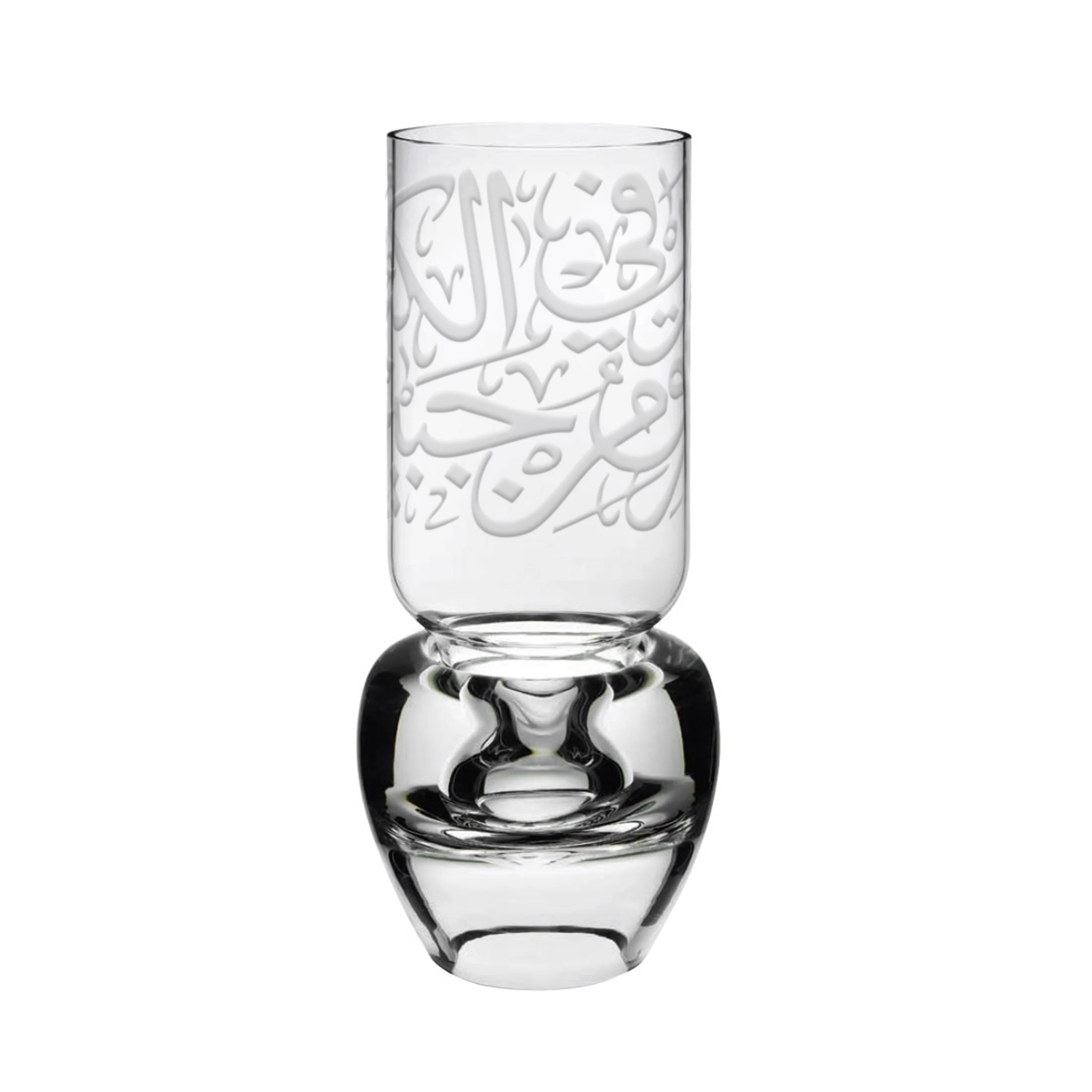 Dimlaj Thuluth Crystal Lantern Light - Handcrafted Engraved Islamic Decor for Home, Mosque & Wedding - Elegant LED Lighting for Ramadan, Eid & Special Occasions