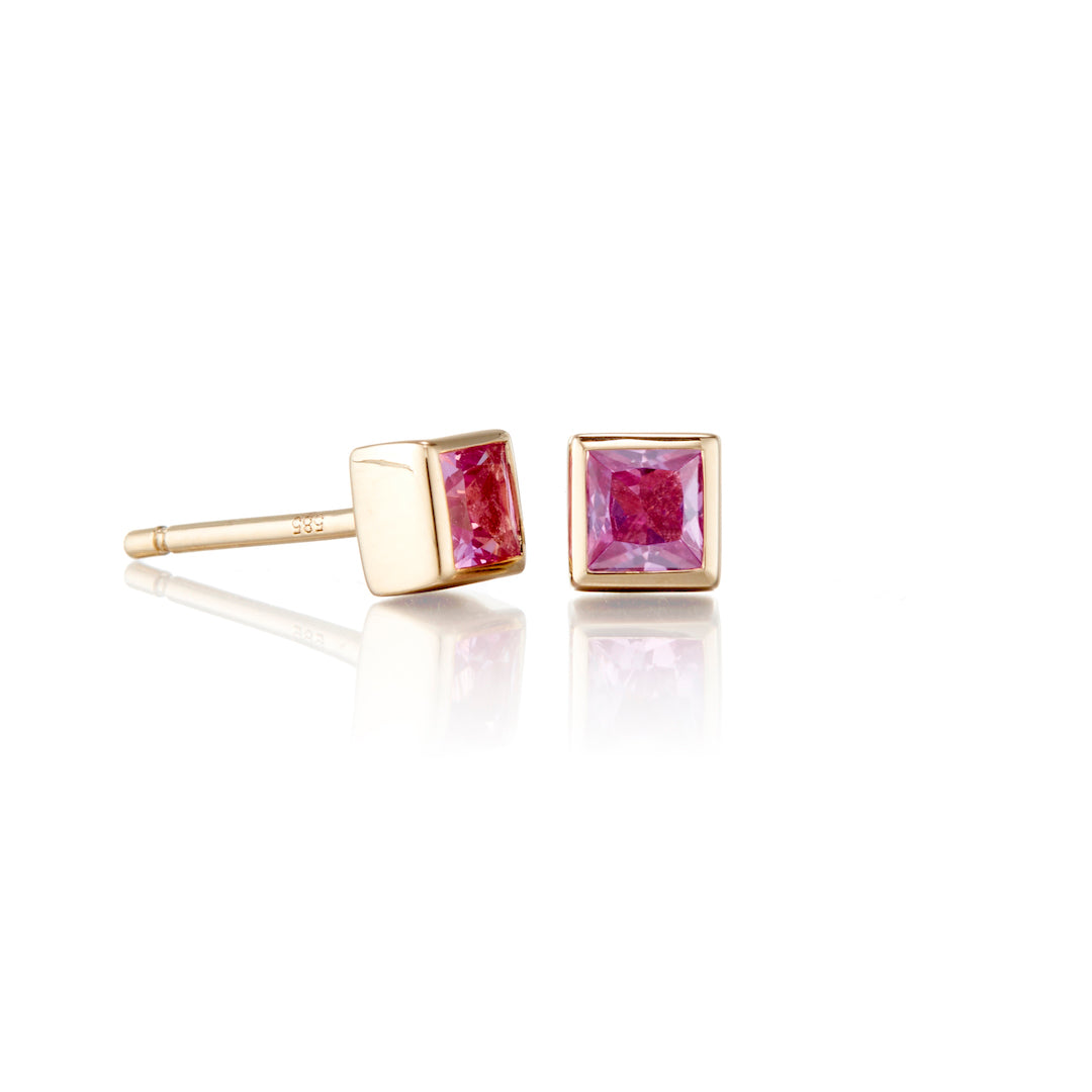 Mini Princess Earrings with Pink Sapphires – Elegant Jewelry for Women & Girls | Perfect for Parties, Weddings & Gifts