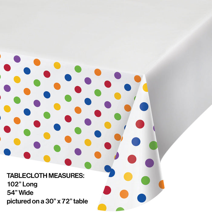 12-Piece Bulk Multicolor Polka Dot & Striped Plastic Tablecloths for Parties, Picnics, and Events - Waterproof & Disposable