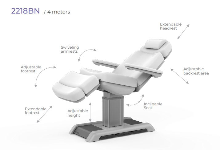 Premium Silverfox 4-Motor Electric Facial Chair with Adjustable Bed 2218BN - Professional Spa & Beauty Salon Massage Equipment for Relaxation & Skin Care Treatments