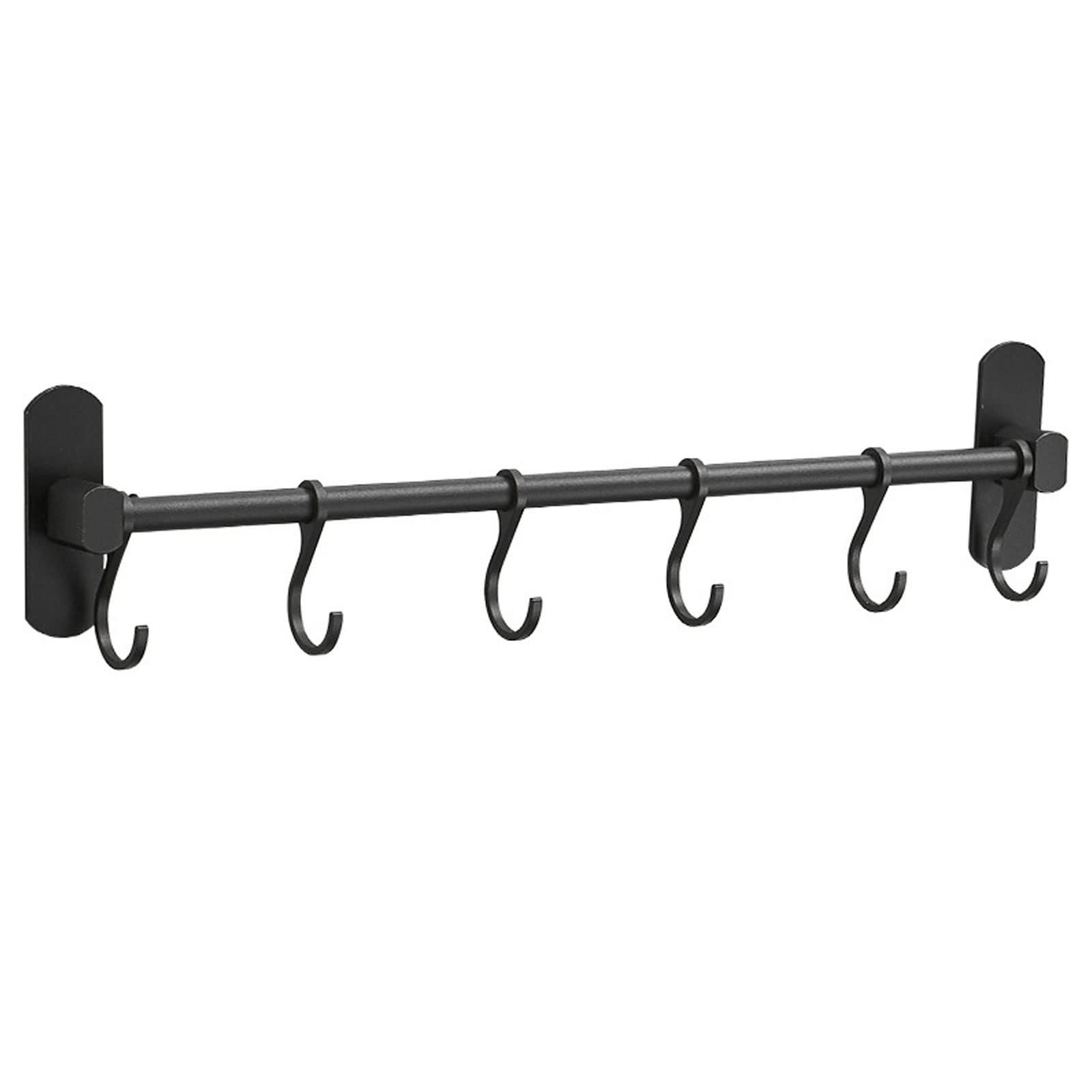 Khakho 6-Hook Stainless Steel Wall Mounted Pot Rack - Black Space-Saving Kitchen Utensil Organizer for Pots, Pans & Cooking Tools - Perfect for Small Kitchens & RV Cooking