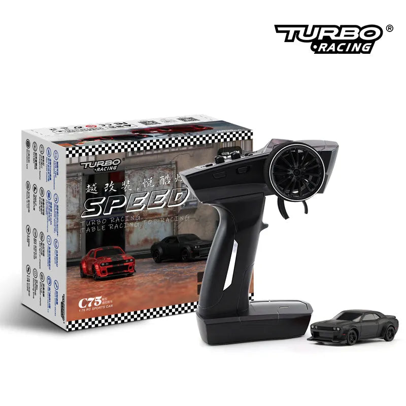 Turbo Racing C75 1:76 Scale Ready-to-Run RC Drift Car - High Performance Remote Control Sports Car for Adults & Kids - Perfect for Indoor Racing, Drifting Competitions & Backyard Play