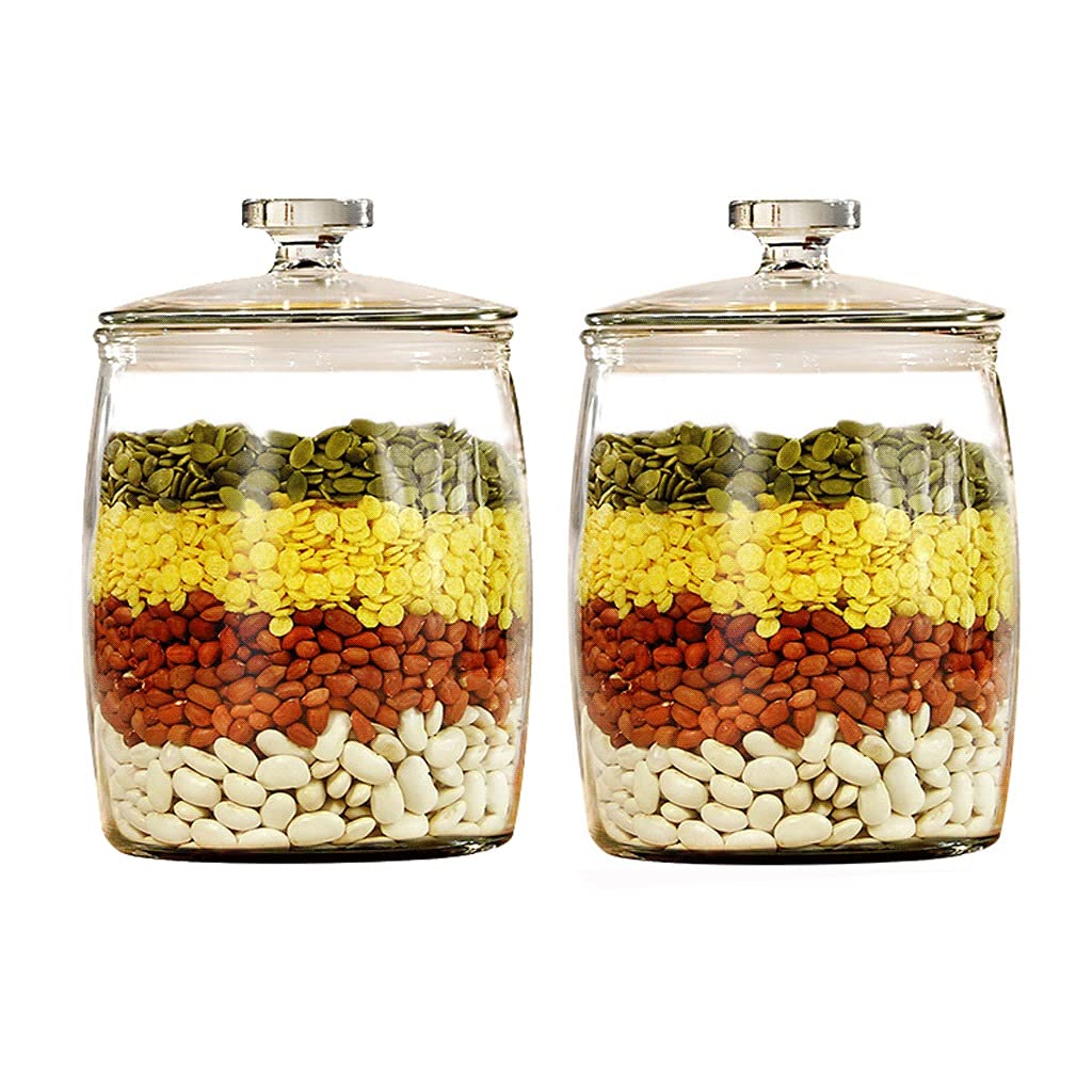 YXDO Large Glass Food Storage Containers with Airtight Lids - 2 Pack BPA-Free (4kg Each) for Cereal, Flour, Sugar & Dry Goods | Perfect for Kitchen Pantry Organization & Bulk Food Storage