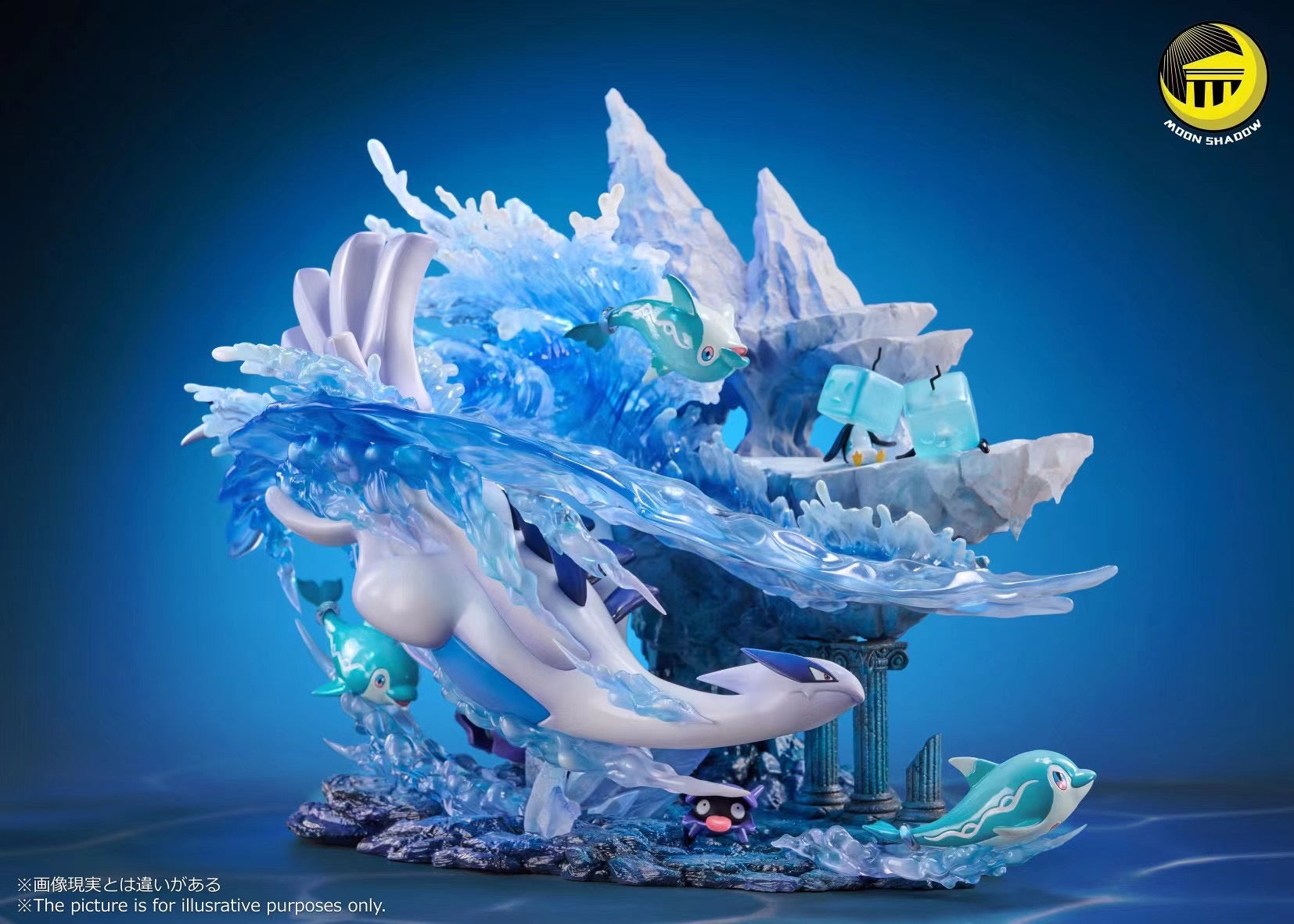 Moon Shadow Studio Sea God Lugia Nature Series Ocean Scene Figurine - Collectible Pokemon Statue for Home Decor, Gaming Room, and Anime Fans