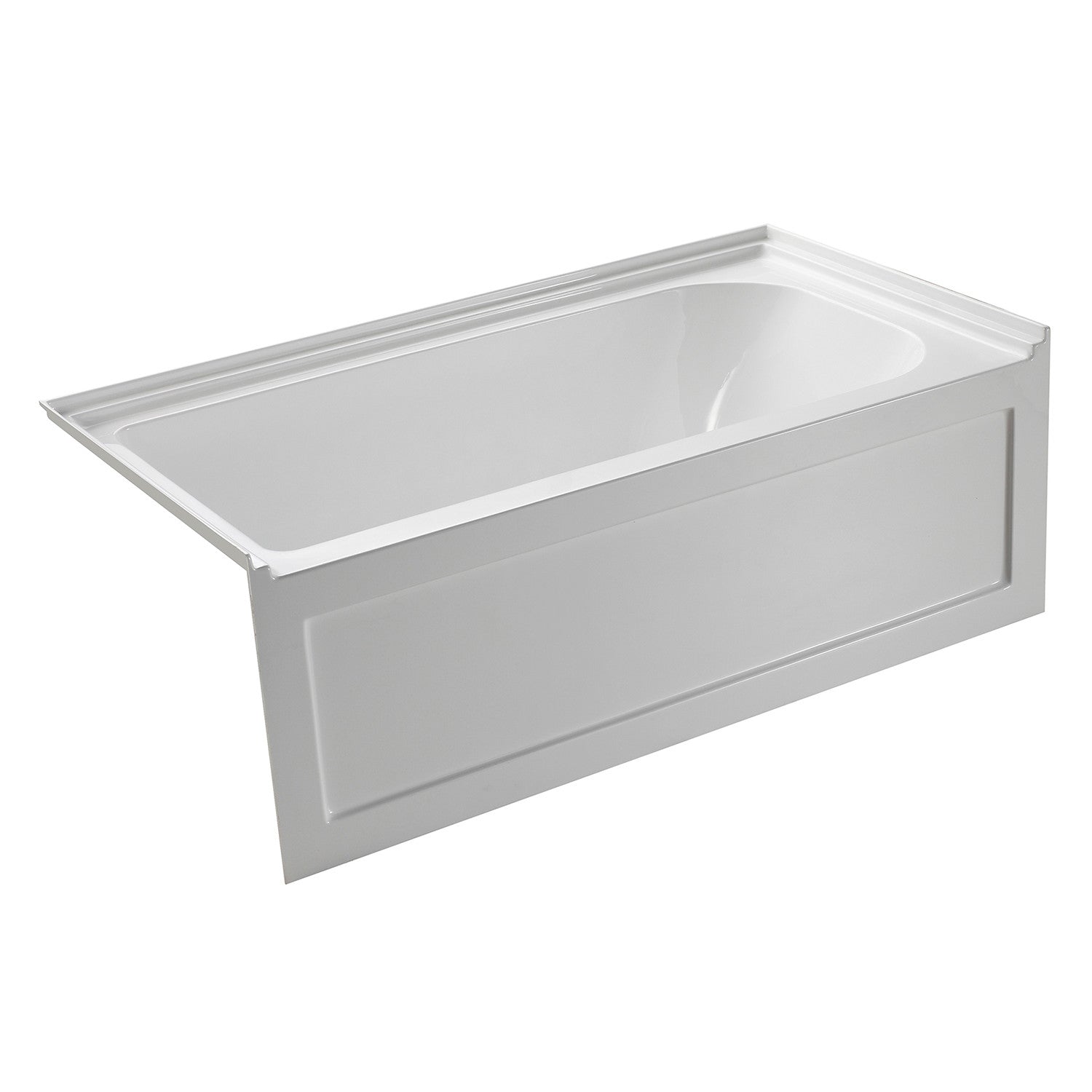 Aqua Eden 60 Inch Acrylic Rectangular 3-Wall Alcove Bathtub with Anti-Slip Surface, Left Drain, Glossy White - Perfect for Modern Bathroom Renovations and Spa-Like Relaxation