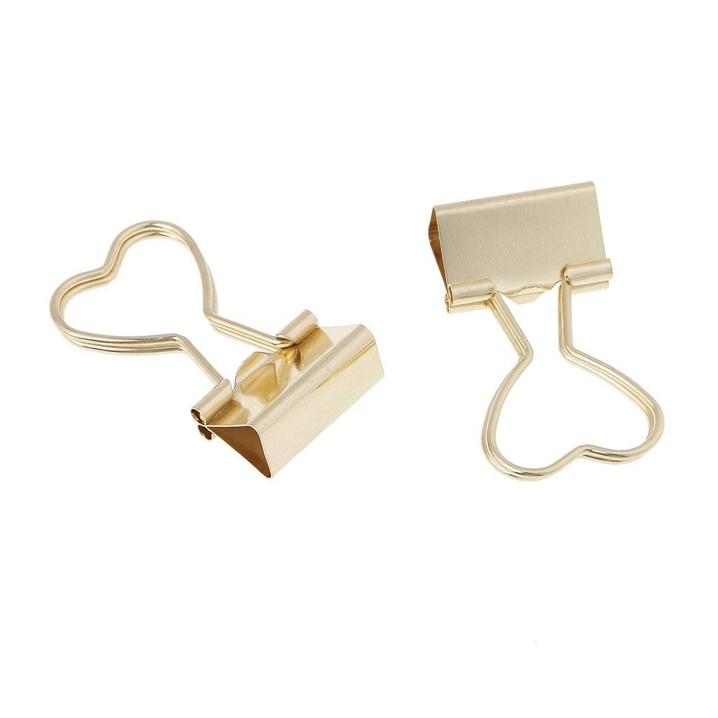 12-Piece Gold Heart-Shaped Metal Binder Clips for Office, School, and Home Organization - Perfect for Paperwork, Photos, and DIY Projects
