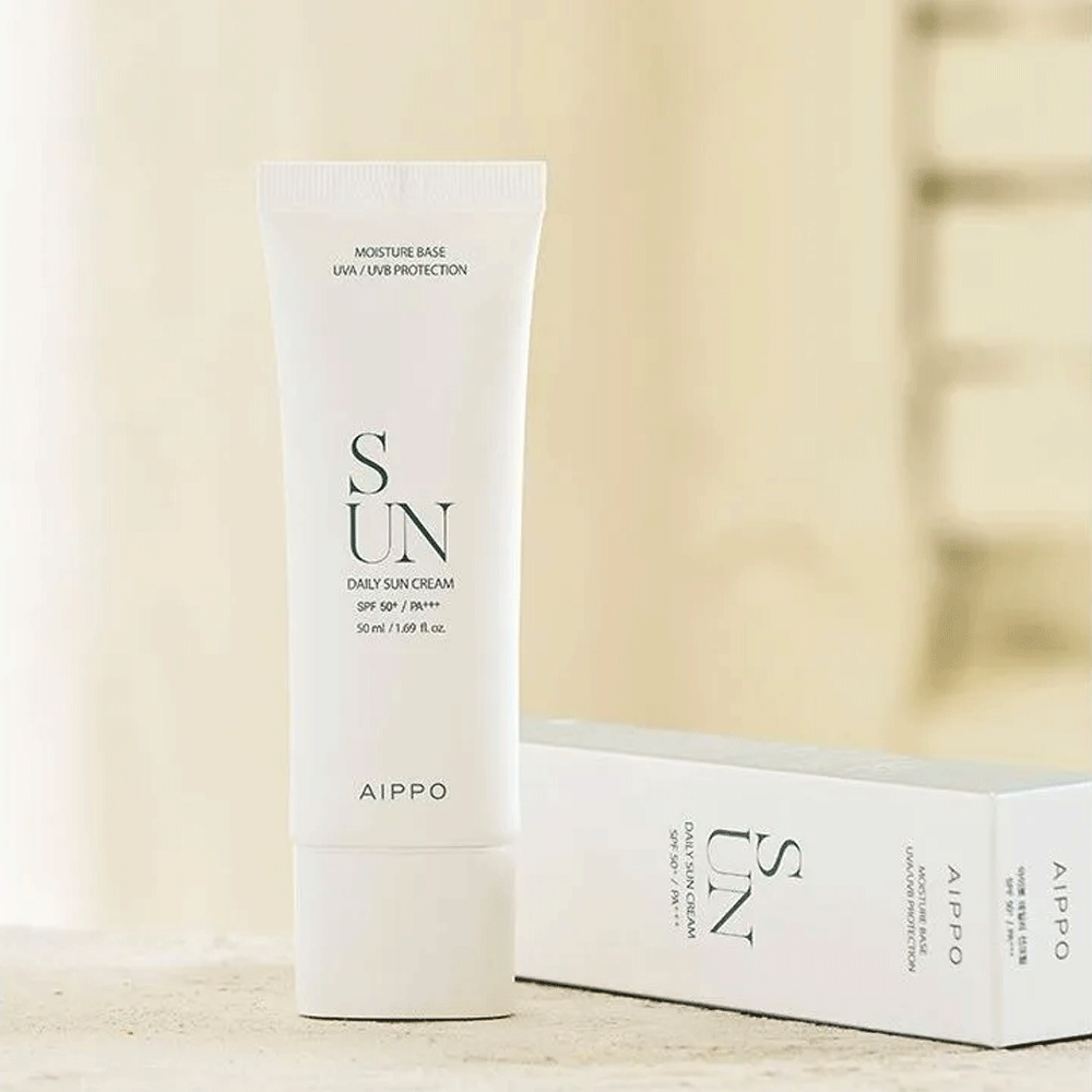AIPPO SPF50+ PA+++ Daily Sunscreen Cream 50ml - Lightweight, Non-Greasy Face & Body Sun Protection for Outdoor Activities, Travel & Beach Days
