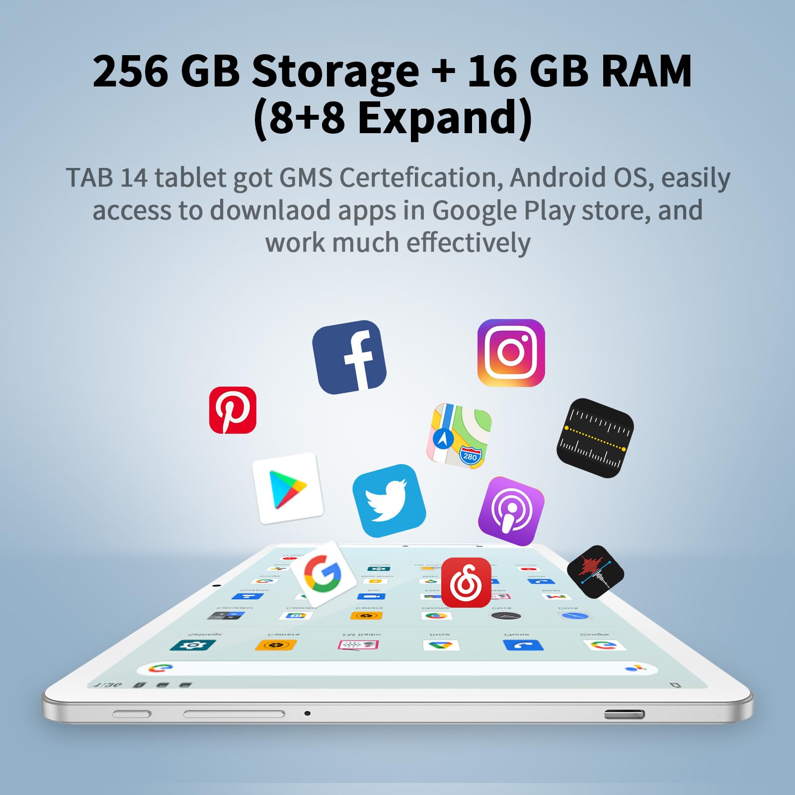 VASOUN 10 inch Android Tablet - 16GB RAM 256GB Storage, Octa-Core Processor, 5GHz WiFi, 2K FHD IPS Screen, Aluminum Body with White PU Case - Perfect for Work, Study, and Entertainment