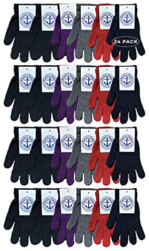 24 Pair Womens Solid Assorted Gloves
