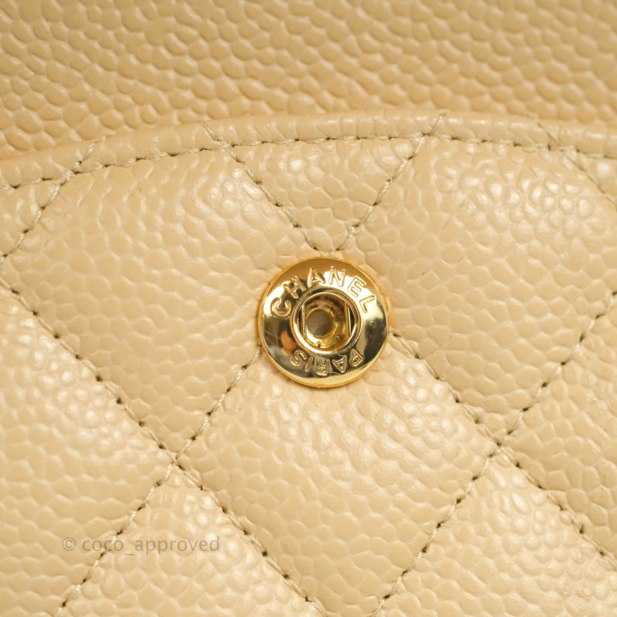 Chanel Classic Medium Double Flap Bag Quilted Beige Caviar Leather with Gold Hardware - Luxury Designer Handbag for Women, Perfect for Work, Date Night & Special Occasions