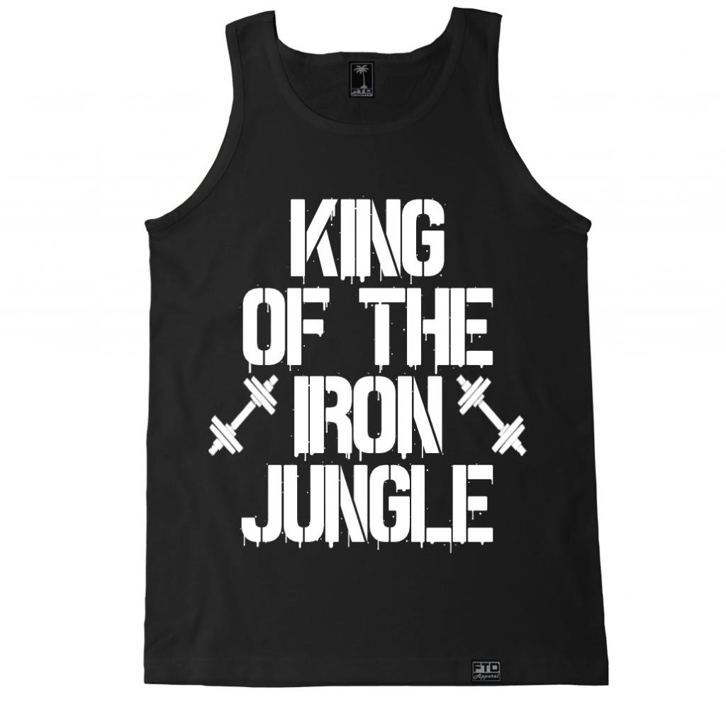 FTD Apparel Men's King of The Iron Jungle Tank Top - Gym Workout Shirt for Bodybuilding & Weightlifting - Comfortable Muscle Fit Sleeveless Shirt for Men's Fitness Training & Summer Outdoor Activities
