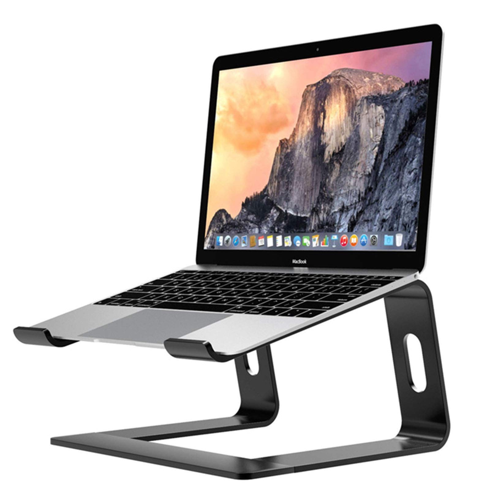 JUCAI Ergonomic Aluminum Laptop Stand - Adjustable & Detachable Computer Riser Holder for All Notebooks (Black) | Perfect for Home Office, Gaming & Workspace Setup