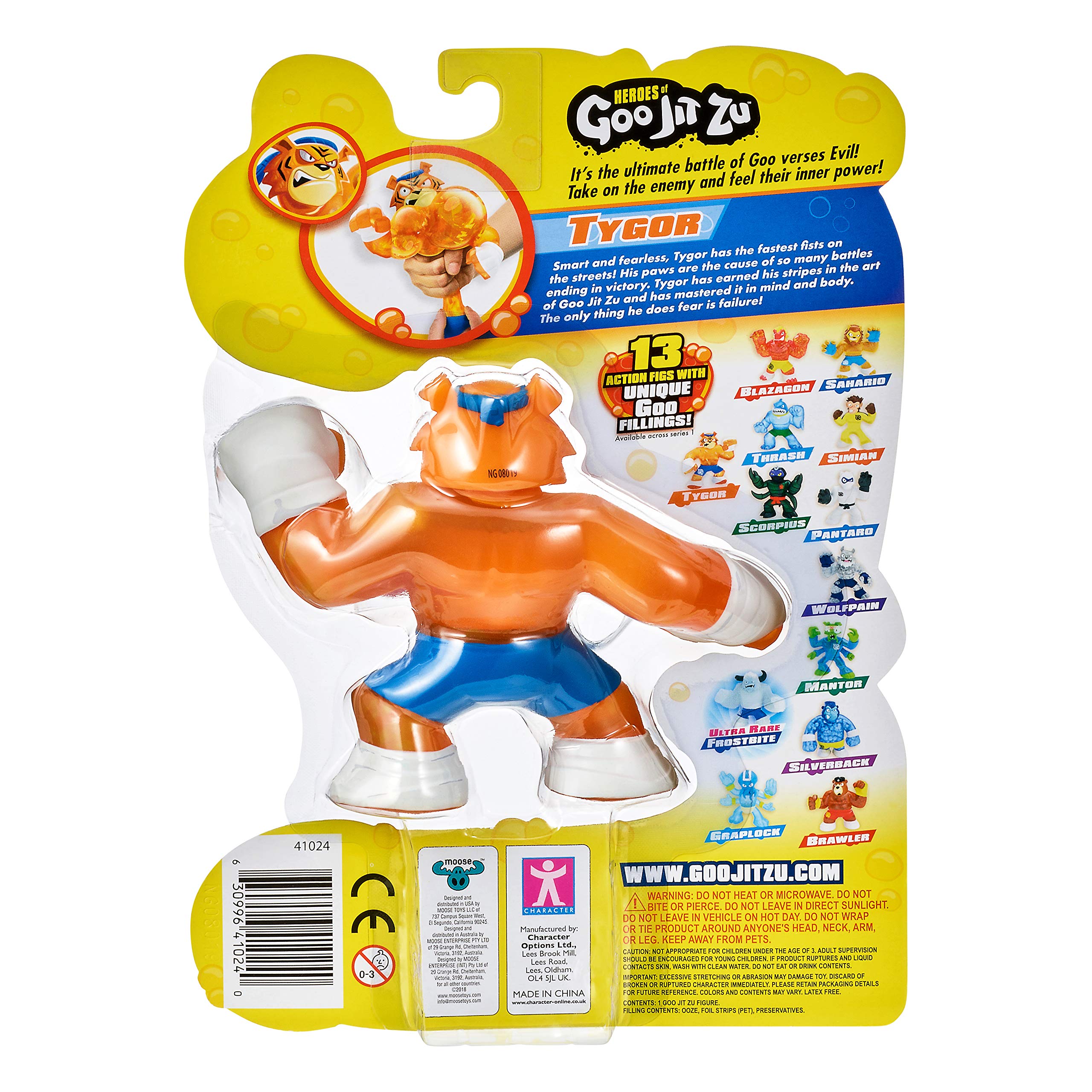 Heroes of Goo Jit Zu Squishy Tiger Action Figure - Tygor The Stretchy & Squishy Toy for Kids | Fun Stress Relief & Collectible Gift for Boys & Girls | Perfect for Playtime, Birthday Parties & Sensory Play