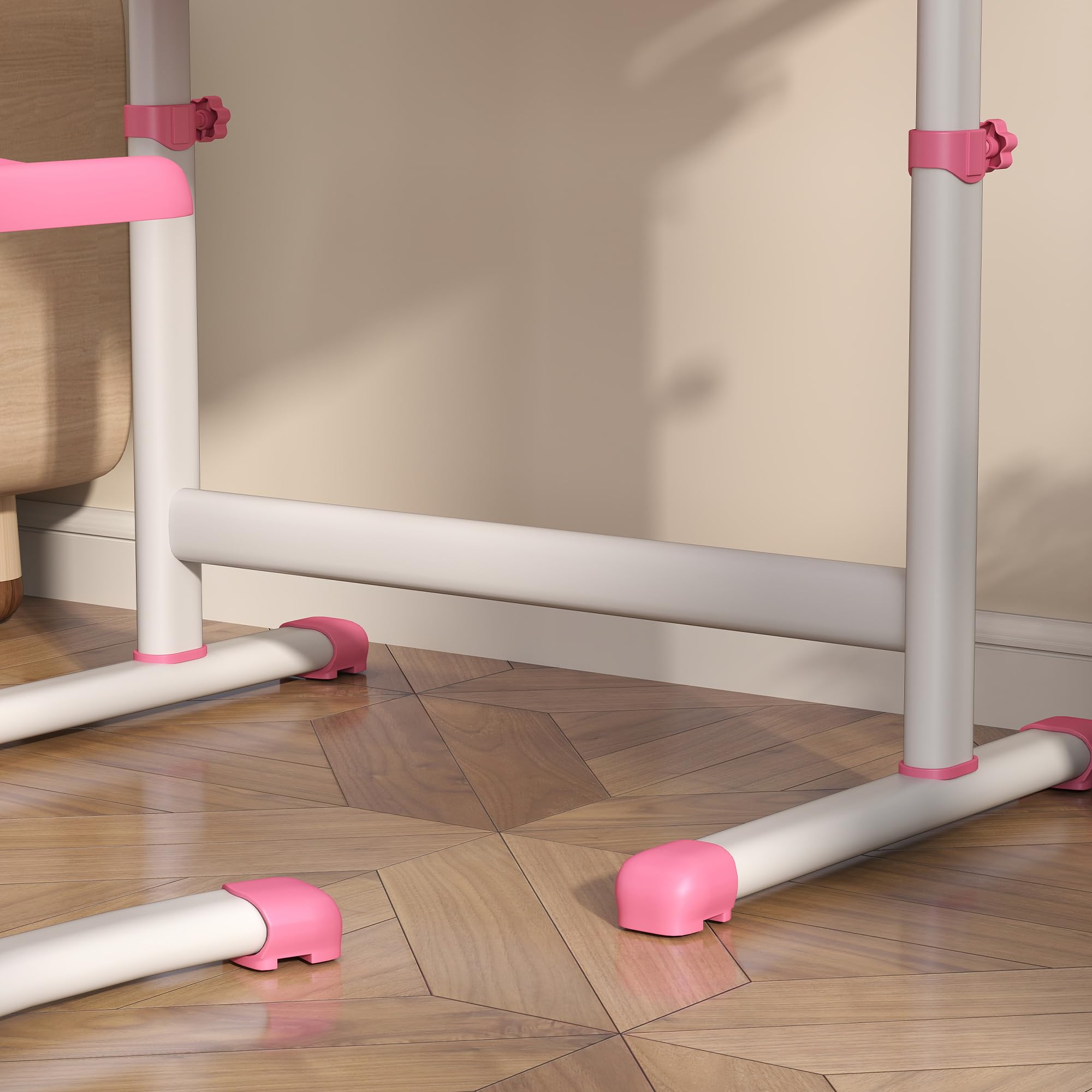 Qaba Adjustable Kids Desk and Chair Set - Ergonomic Study Desk with Tiltable Desktop, Storage Drawer & Pen Holder for Children - Perfect for Homeschooling, Online Learning & Bedroom Study (Pink)