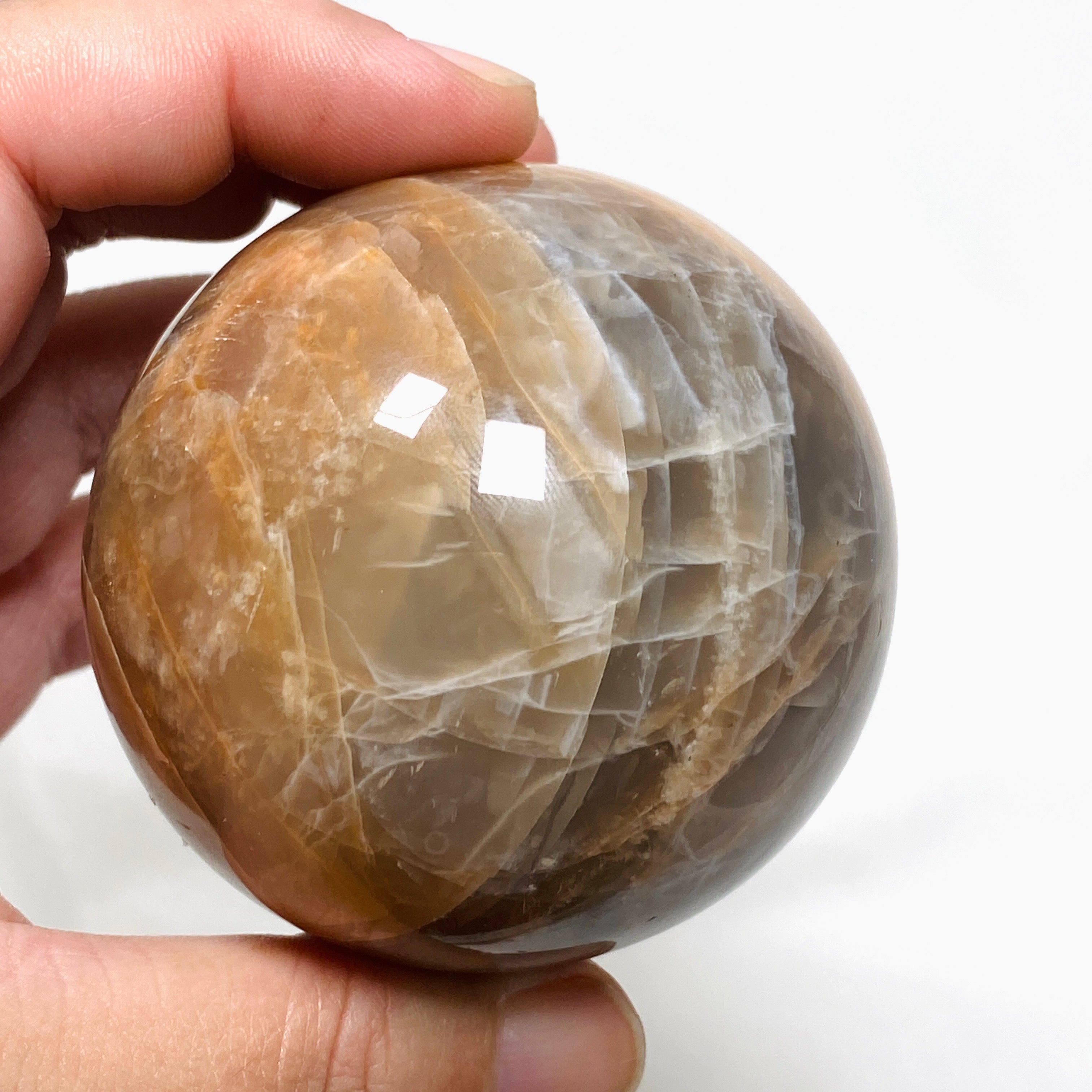 Natural Peach Moonstone Sphere PMS06 - Healing Crystal for Meditation, Reiki & Home Decor - Perfect for Spiritual Gifts & Energy Balancing
